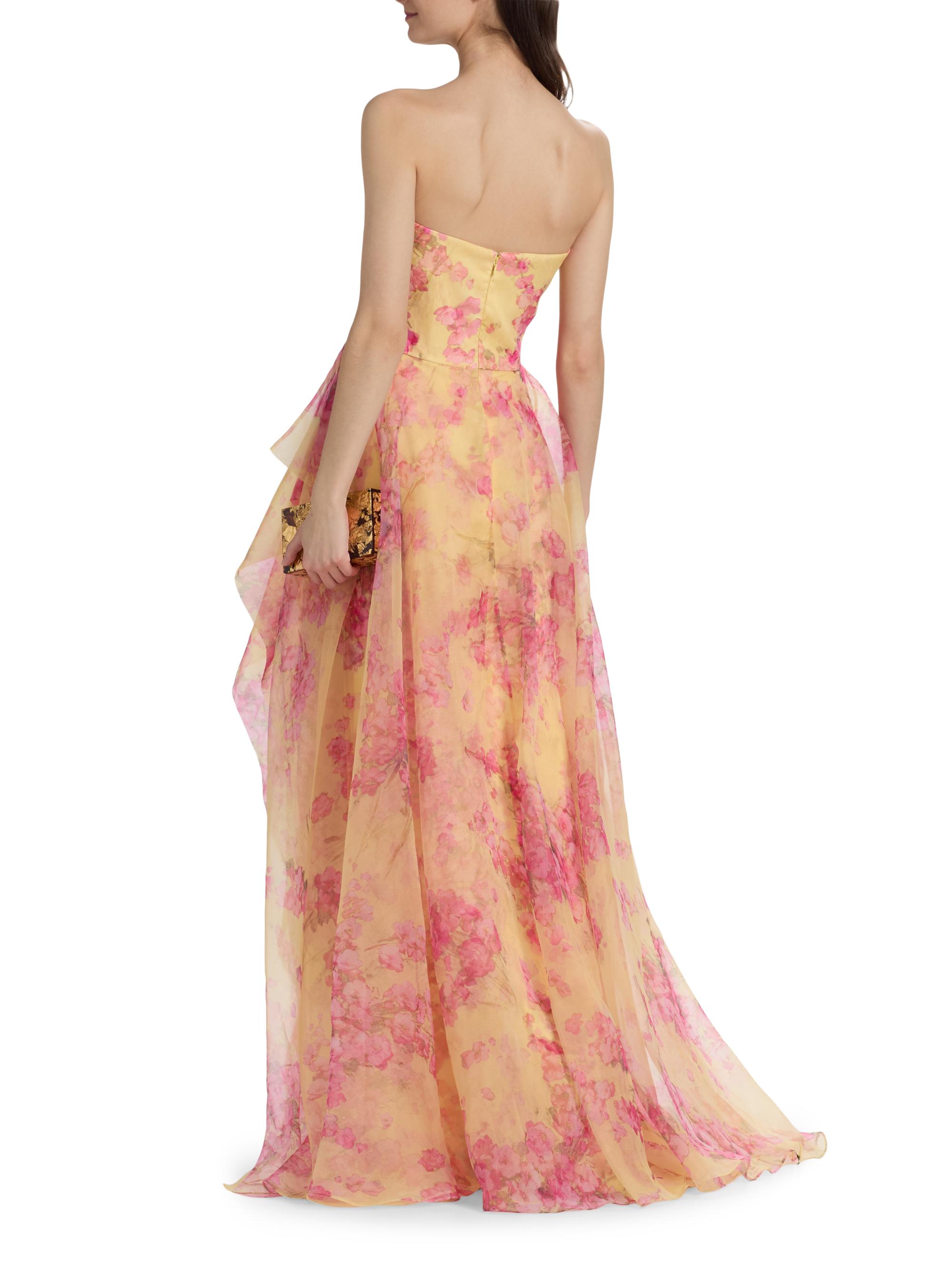 Theia Women's Fahreta Organza Strapless Gown - Yellow Sakura Mist | Thumbnail 5