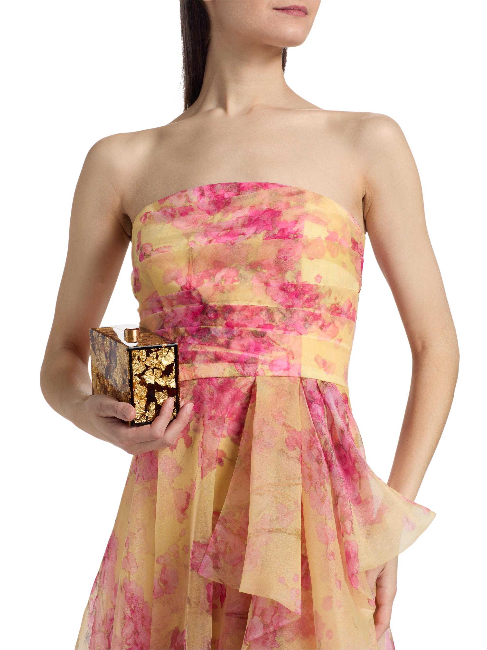 Theia Women's Fahreta Organza Strapless Gown - Yellow Sakura Mist | Thumbnail 6