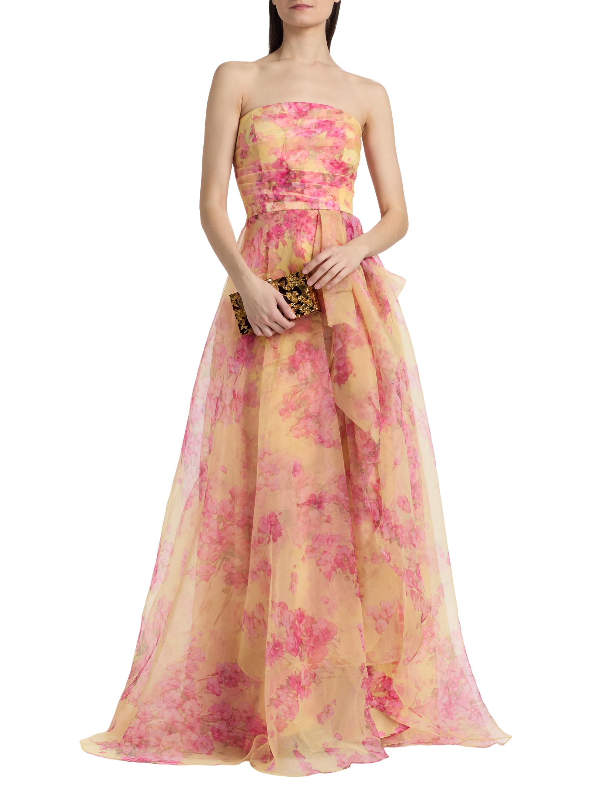 Theia Women's Fahreta Organza Strapless Gown - Yellow Sakura Mist | Thumbnail 2