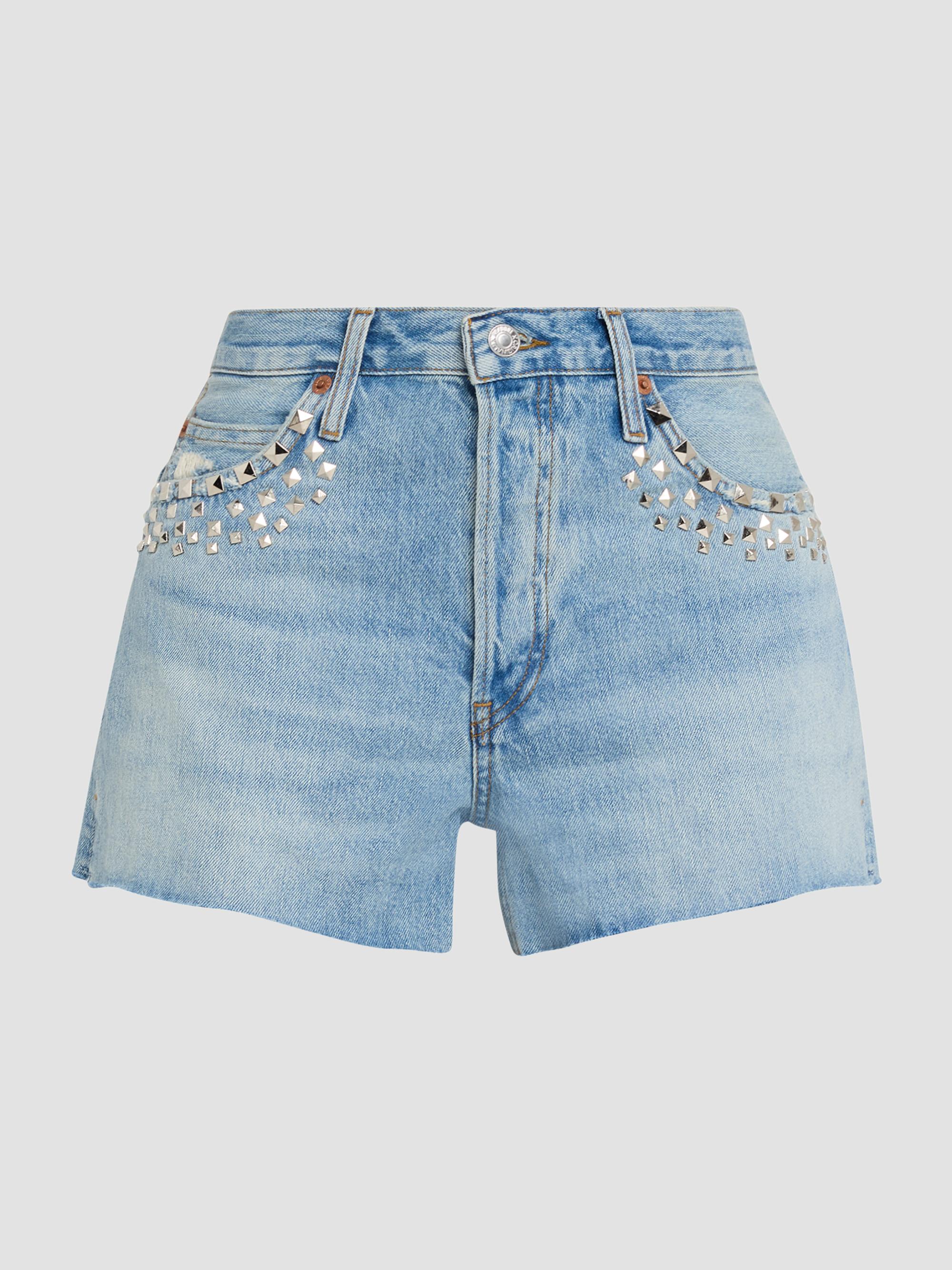 Re/done The Breezy Studded Denim Shorts | Saks Fifth Avenue