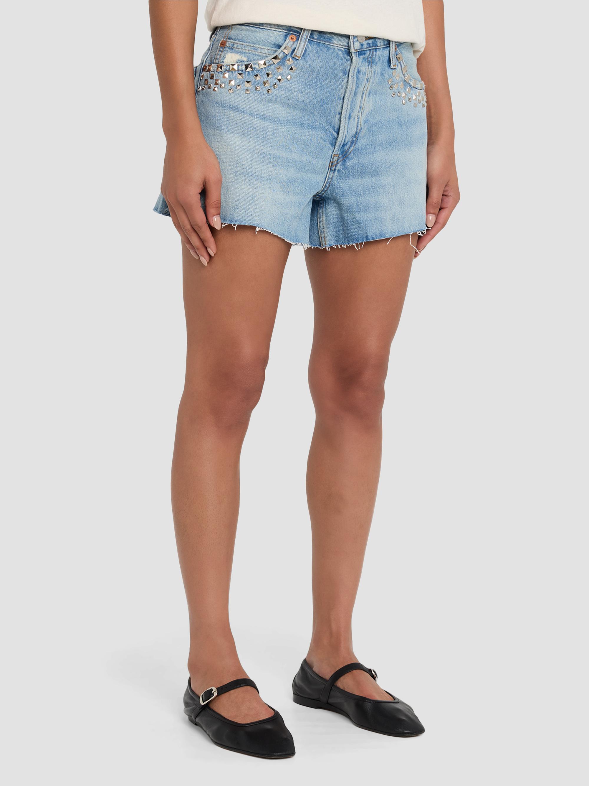 RE/DONE The Breezy Studded Denim Shorts | Saks Fifth Avenue