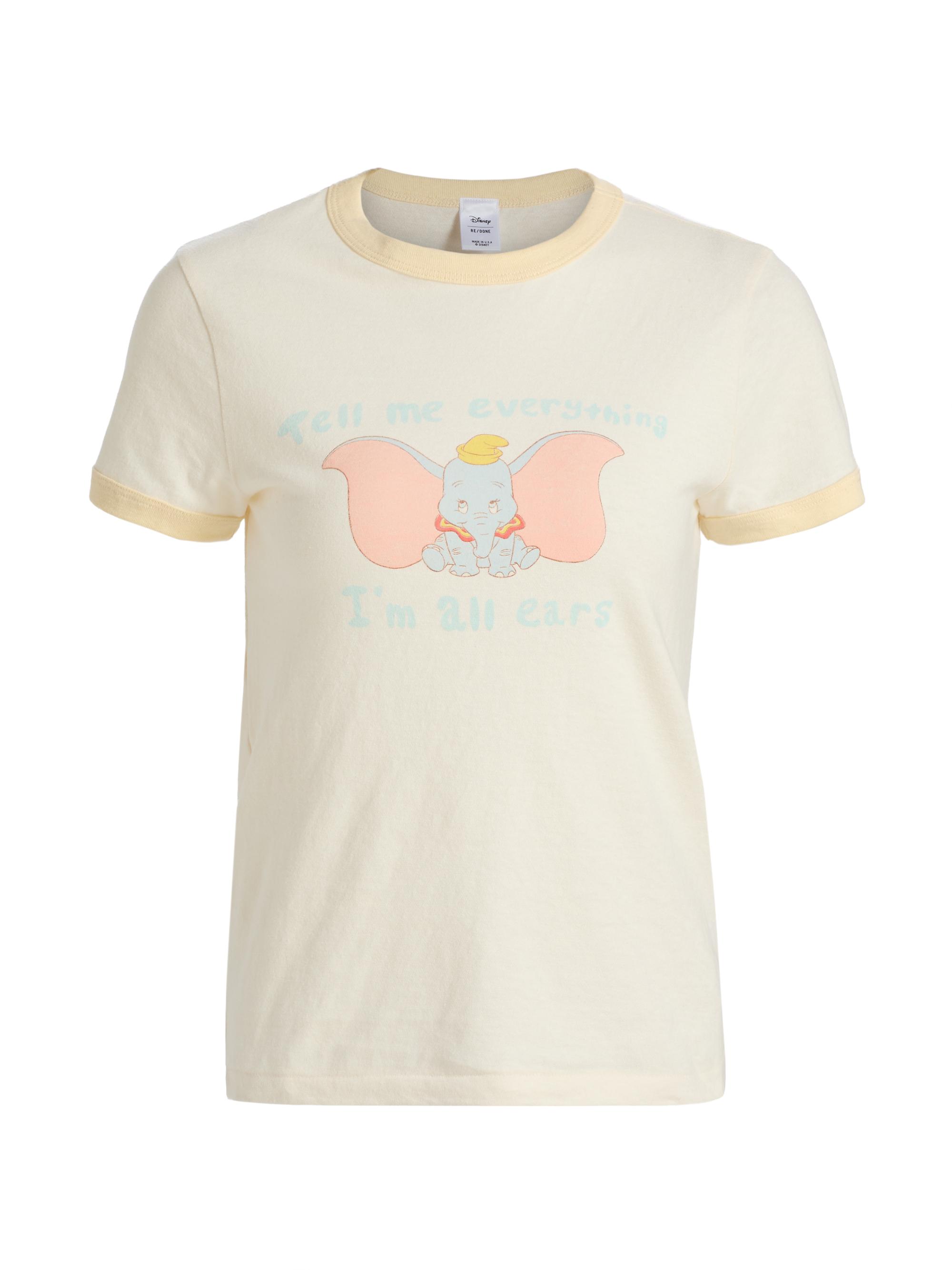 Re/done Women's Dumbo Graphic Slim Ringer T-Shirt - Vintage White Shortbread - Women's Clothing
