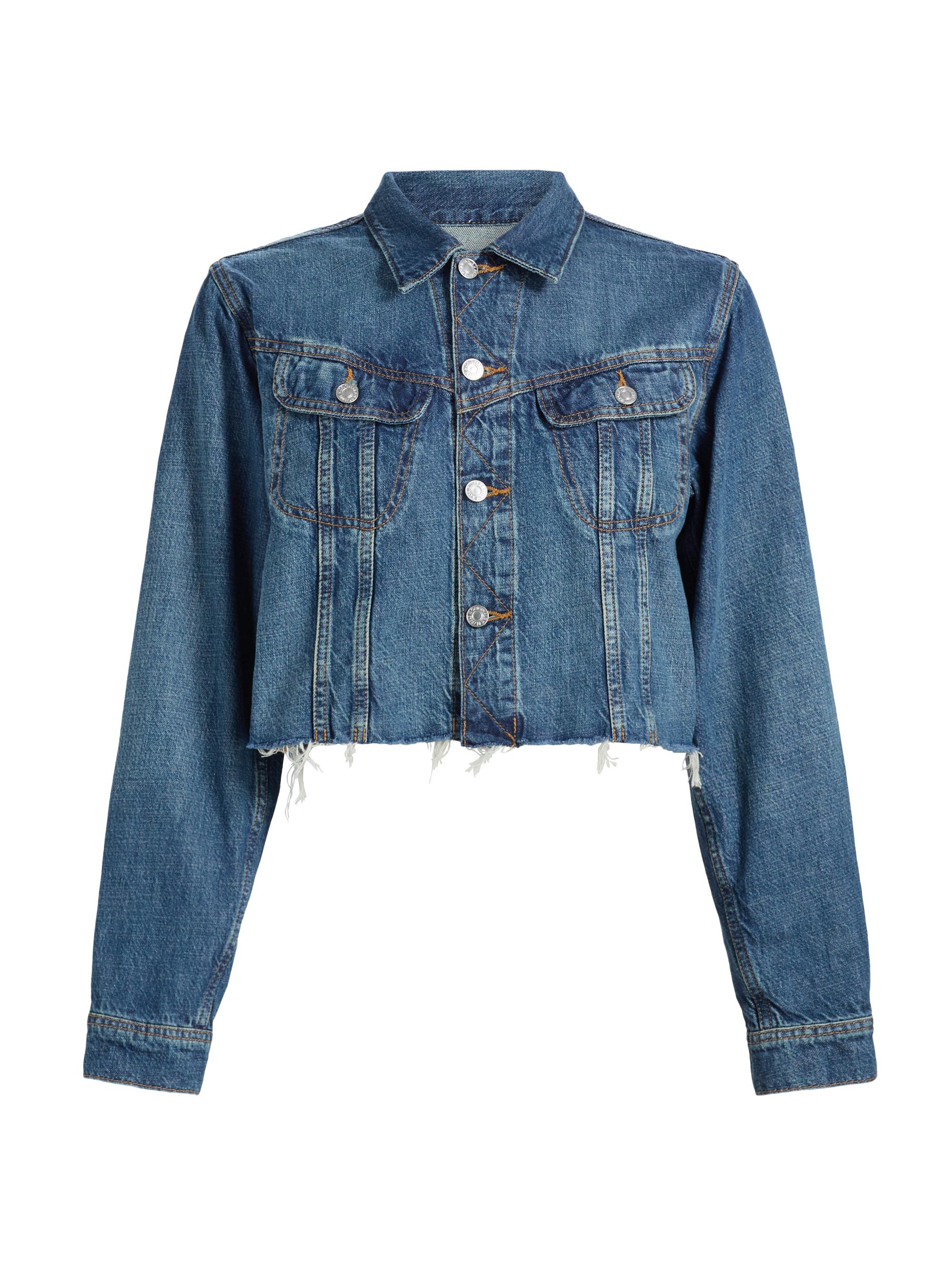 ALICE + OLIVIA Jeff Heart Cut-Out Denim Jacket | Saks Fifth Avenue