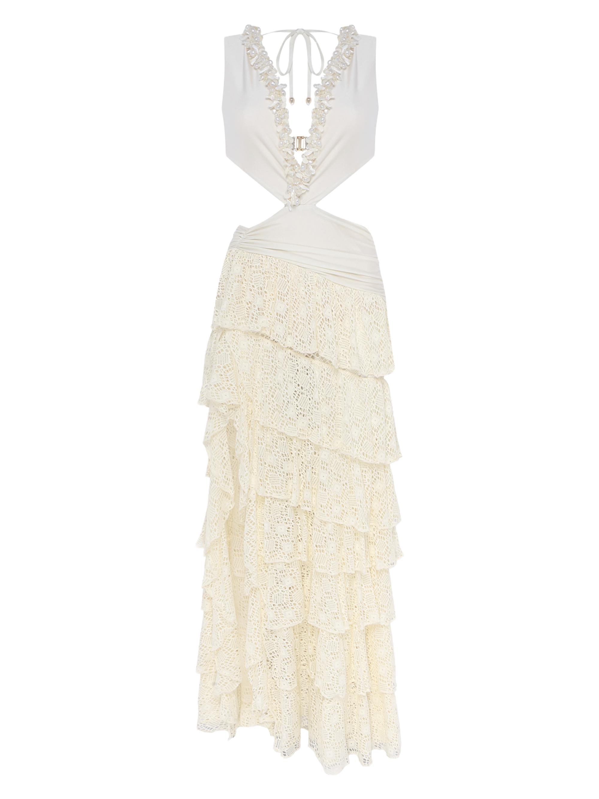 PatBO Women's Martina Ruffle Maxi Dress - Off White