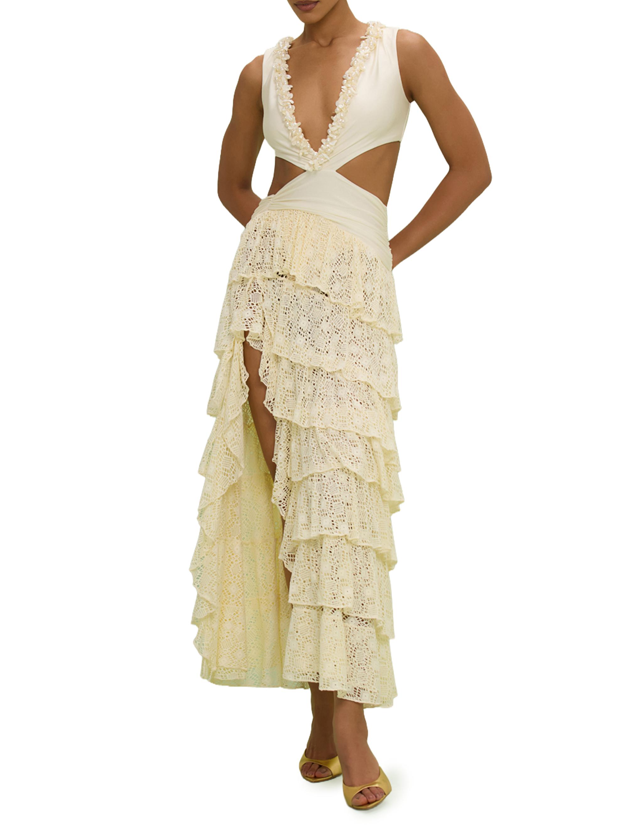 PatBO Women's Martina Ruffle Maxi Dress - Off White | Thumbnail 3