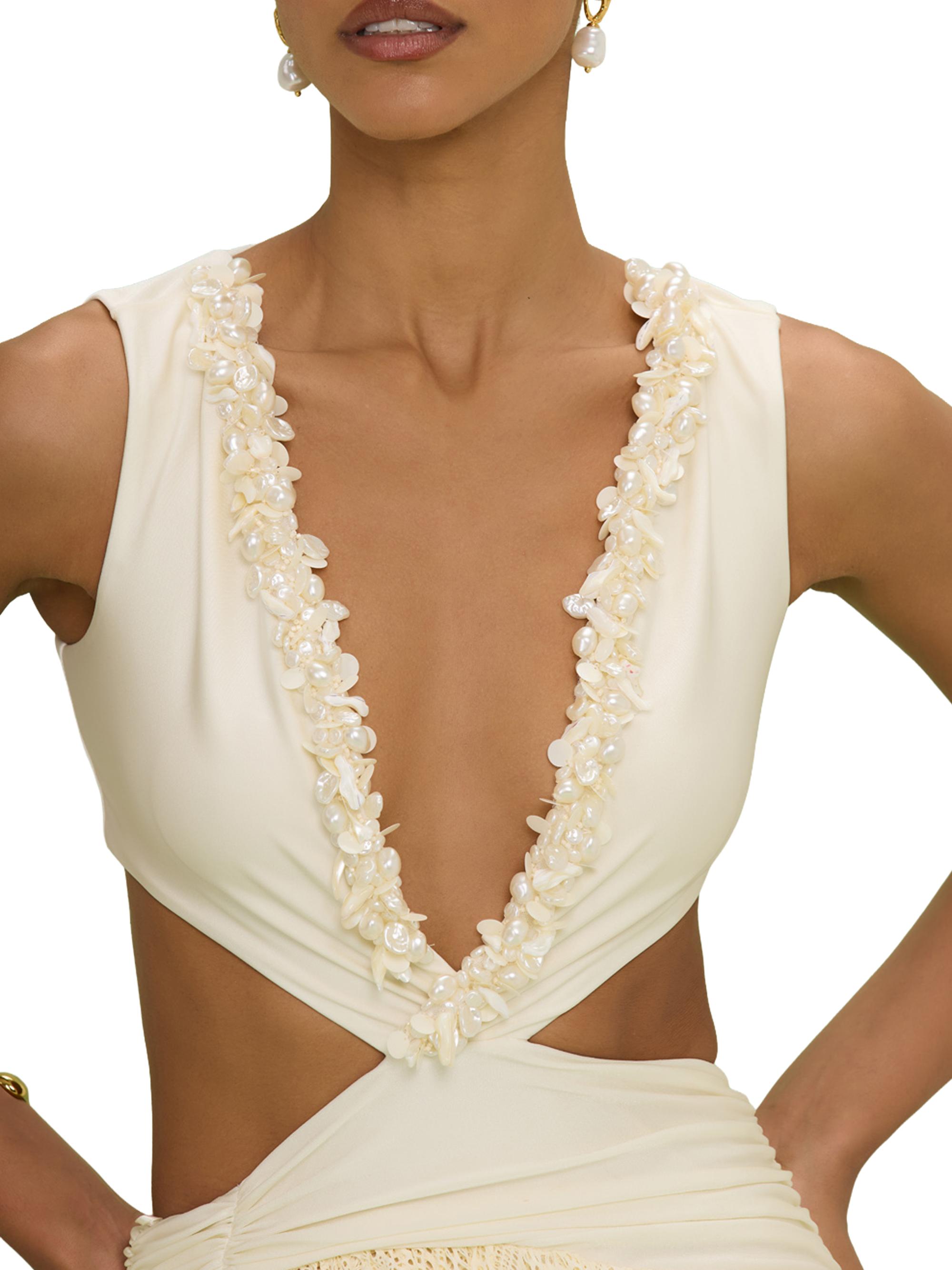 PatBO Women's Martina Ruffle Maxi Dress - Off White | Thumbnail 5