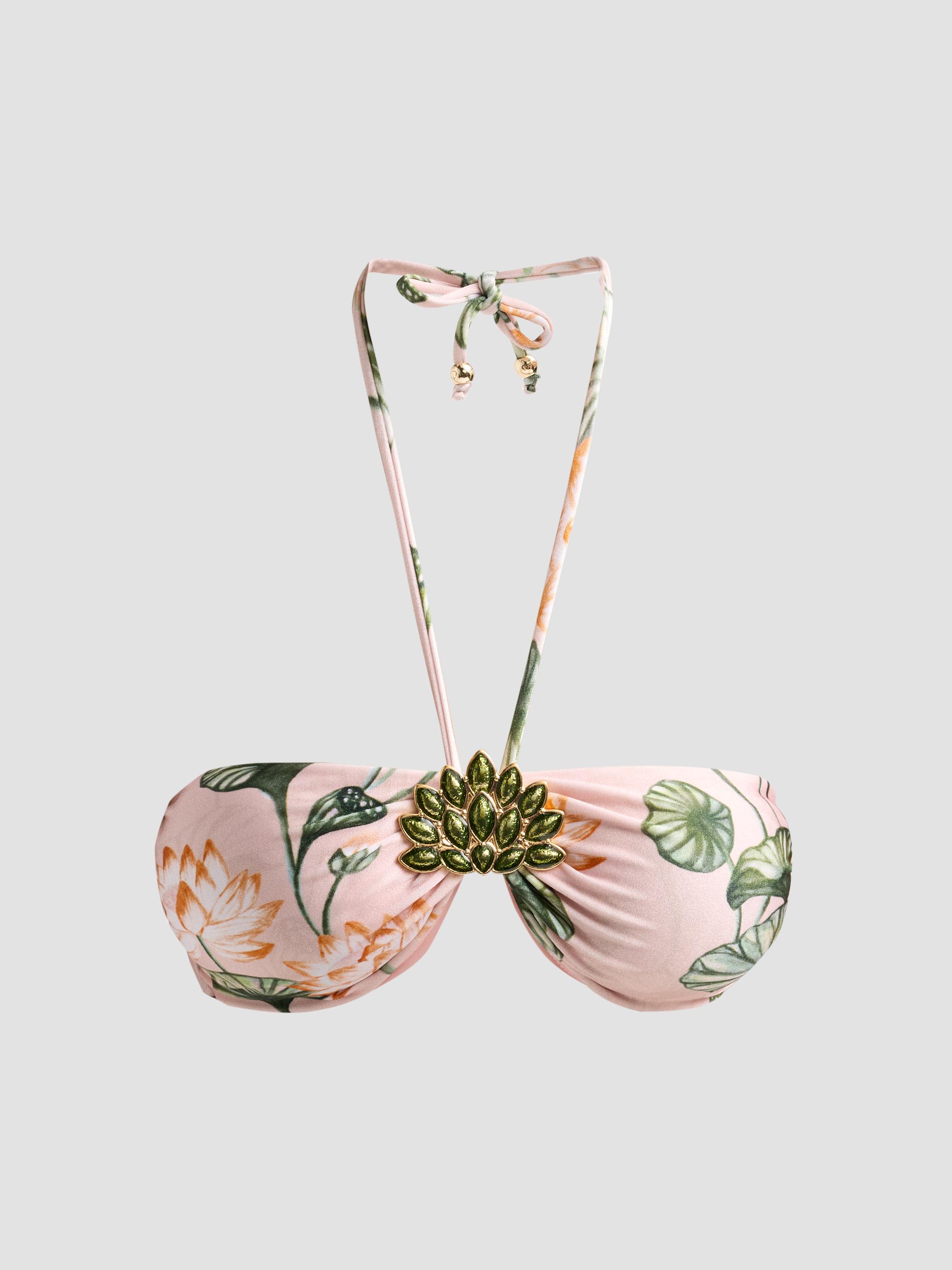 PatBO Women's Lotus Bandeau-Style Bikini Top - Light Pink | Thumbnail 5
