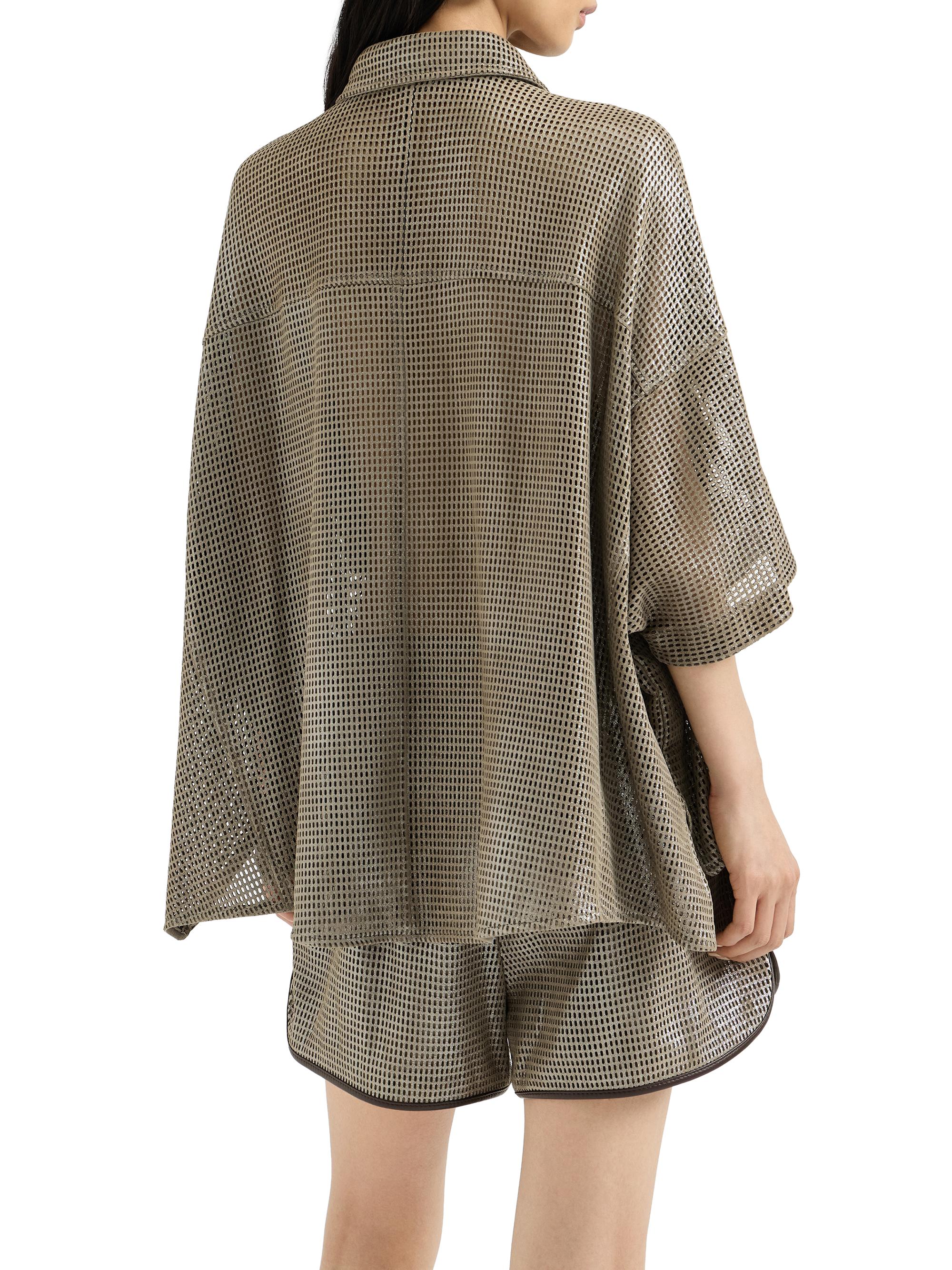 Brunello Cucinelli Sparkling Leather Net Shirt | Saks Fifth Avenue
