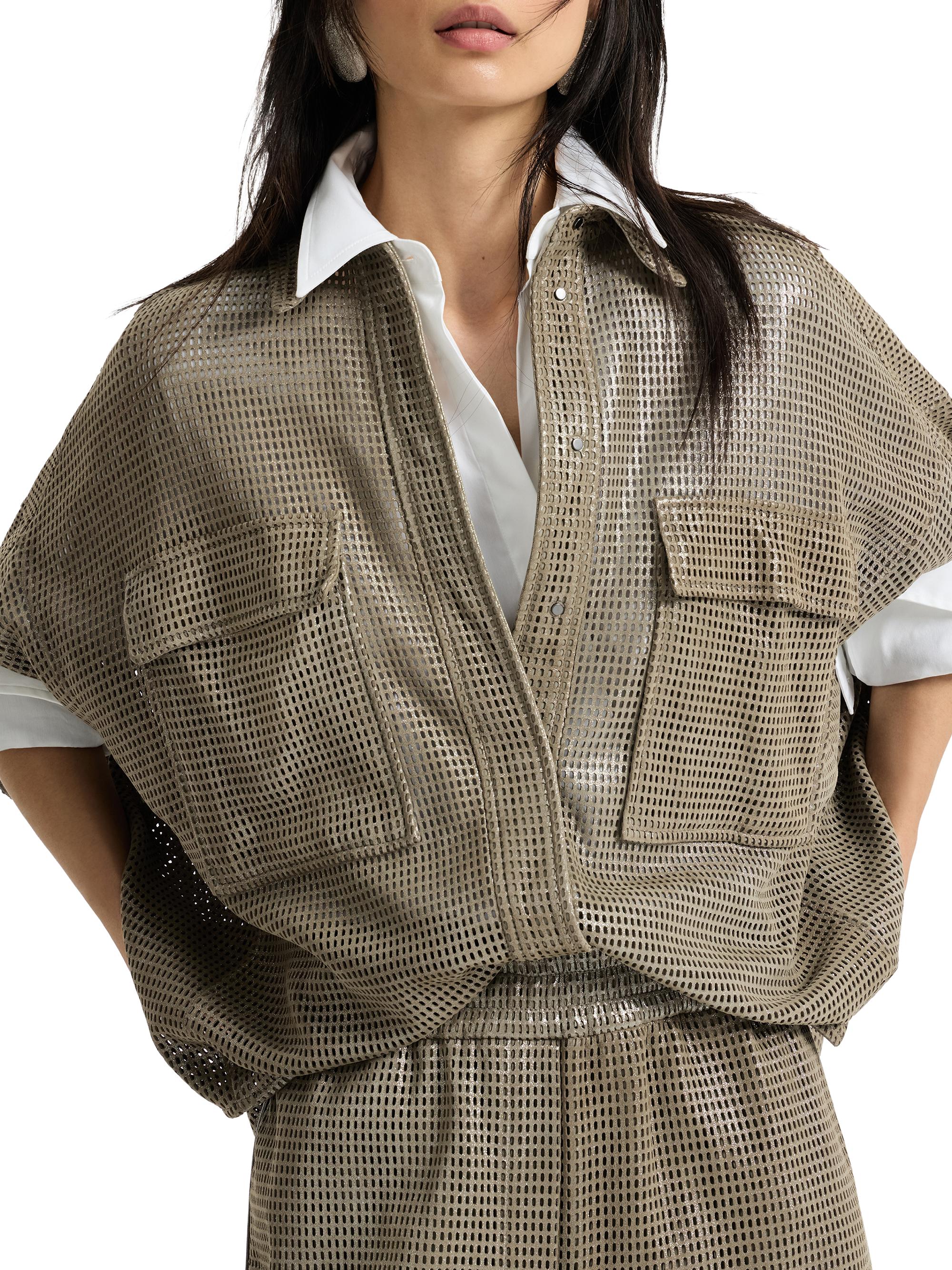 Brunello Cucinelli Sparkling Leather Net Shirt | Saks Fifth Avenue