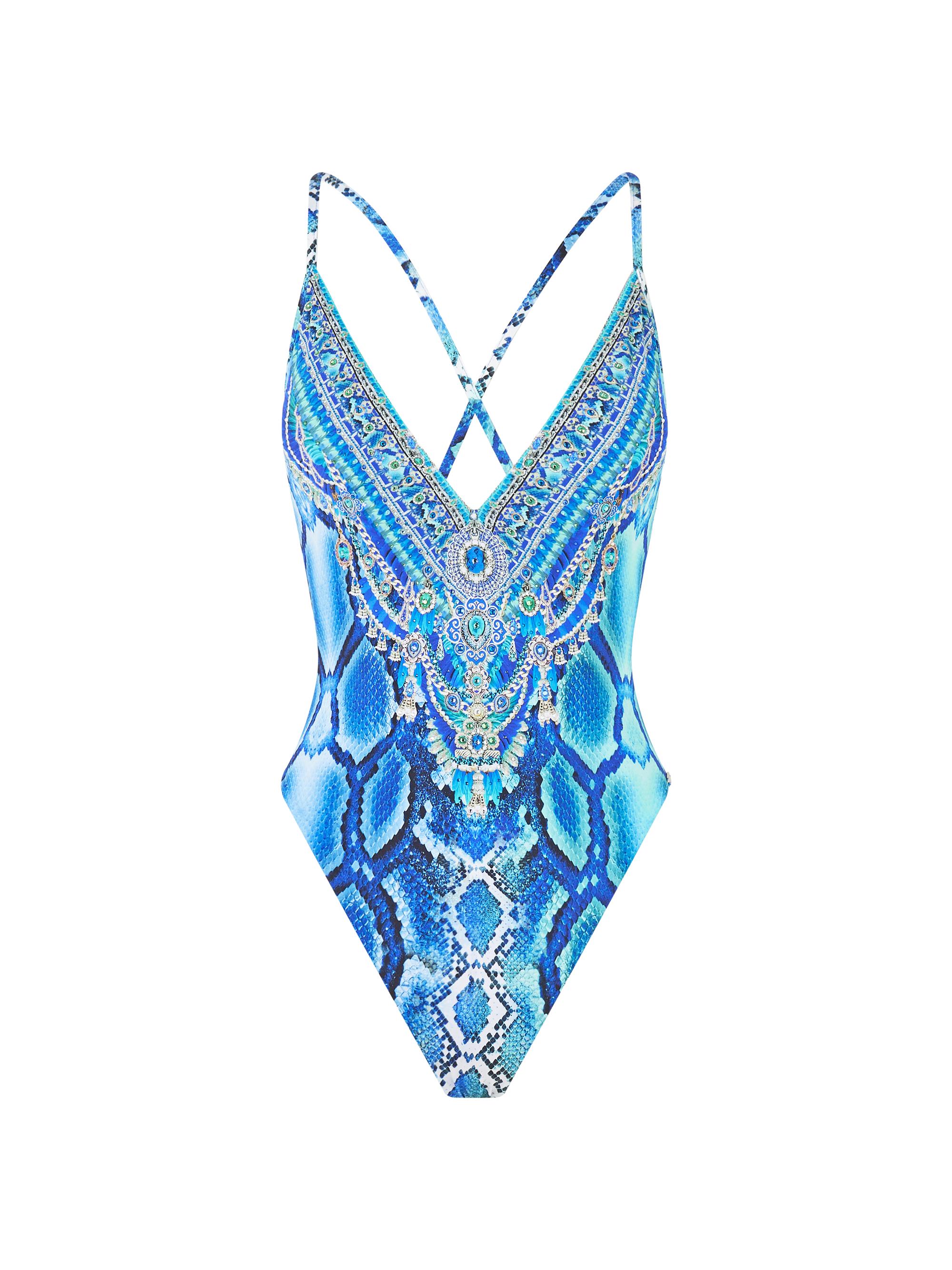 Camilla The Sapphire Serpent V-Neck One-Piece Swimsuit | Saks