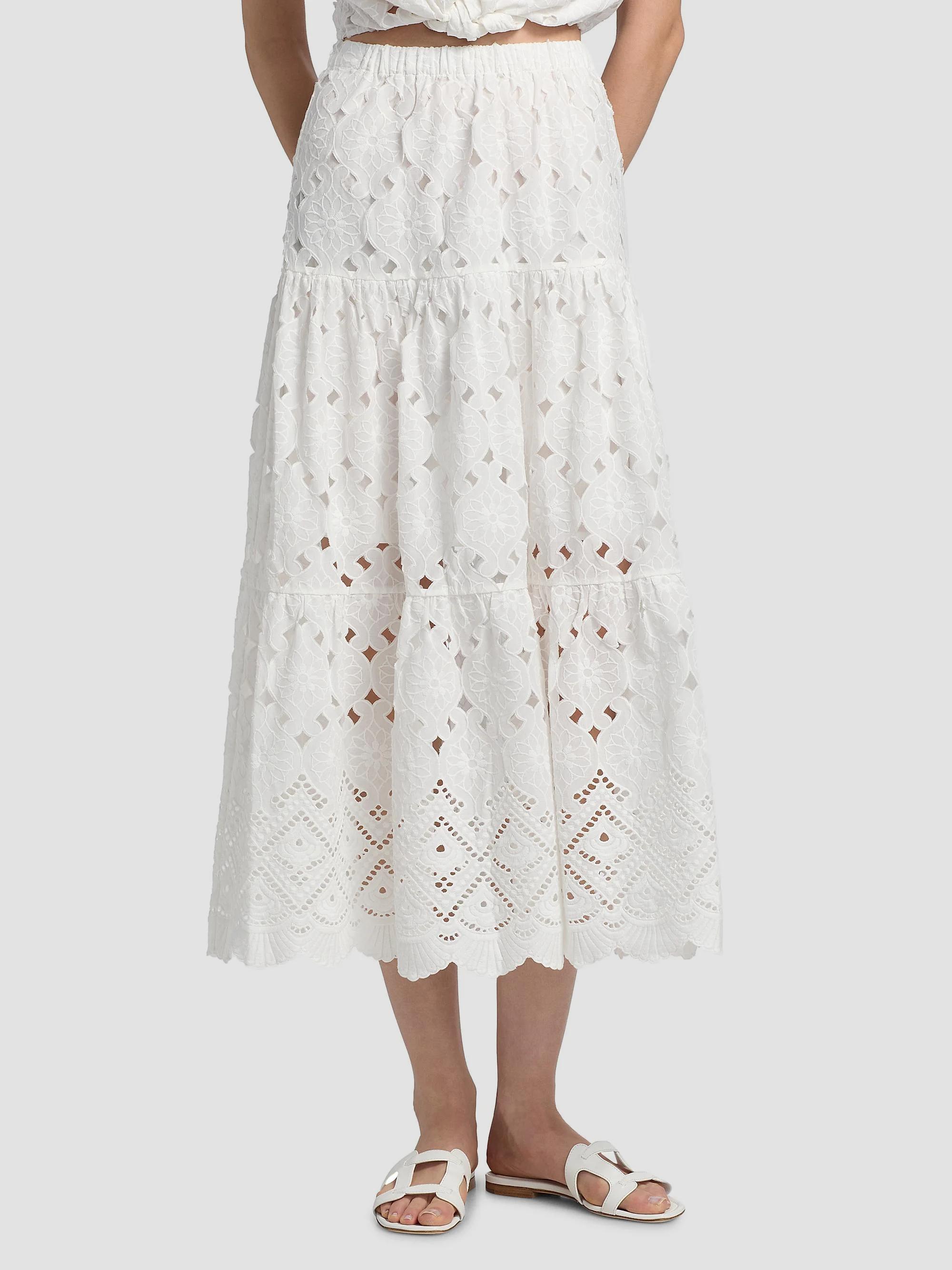 Cara Cara Melanie Tiered Cotton Midi-Skirt | Saks Fifth Avenue