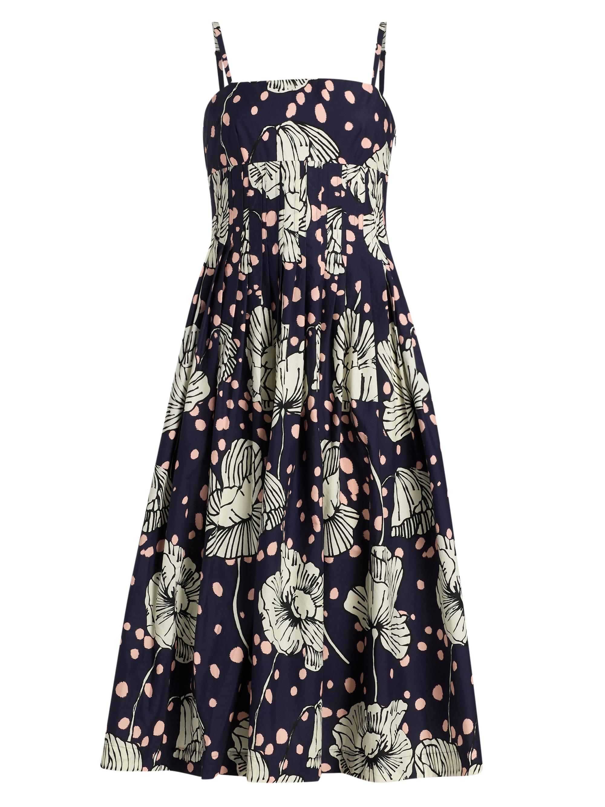 Cara Cara Women's Sea Island Dotted Floral Cotton Midi-Dress - Dotted Flora Navy