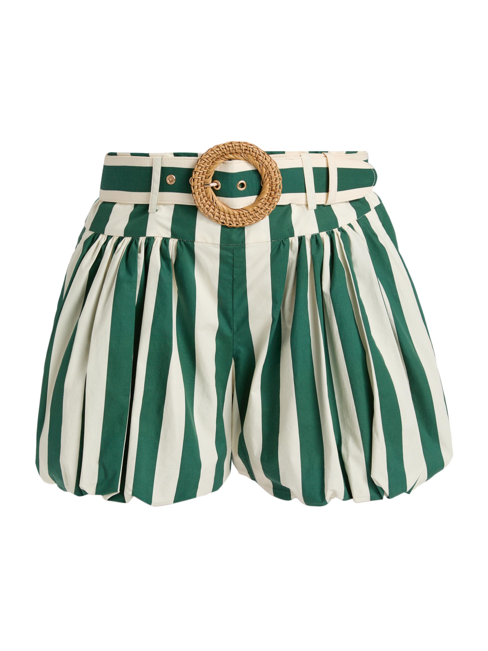 Cara Cara Women's Ray Striped Bubble Hem Shorts - Green White Stripe