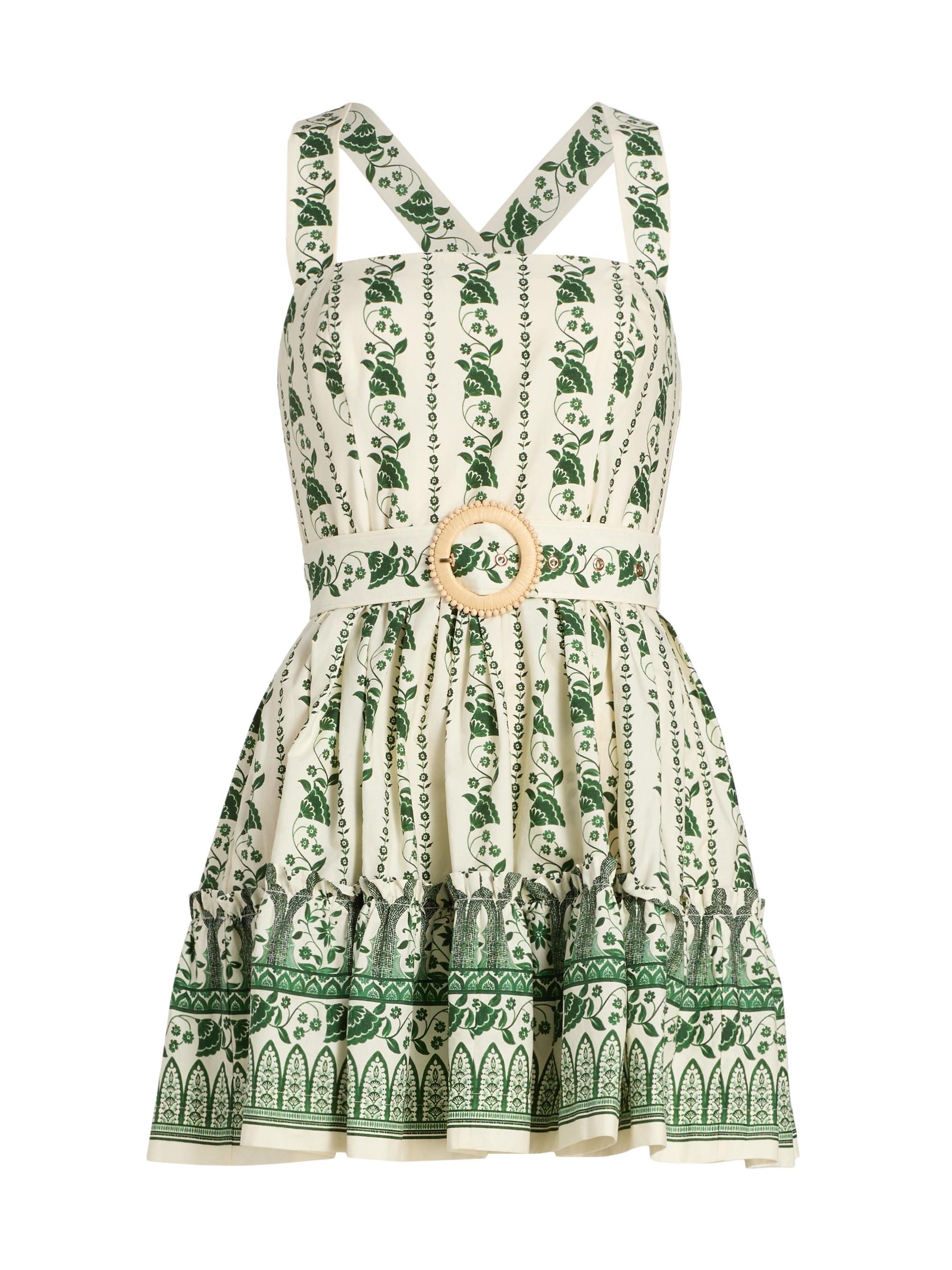 Cara Cara Women's Julietta Floral Vine Cotton Minidress - Vining Flora Green