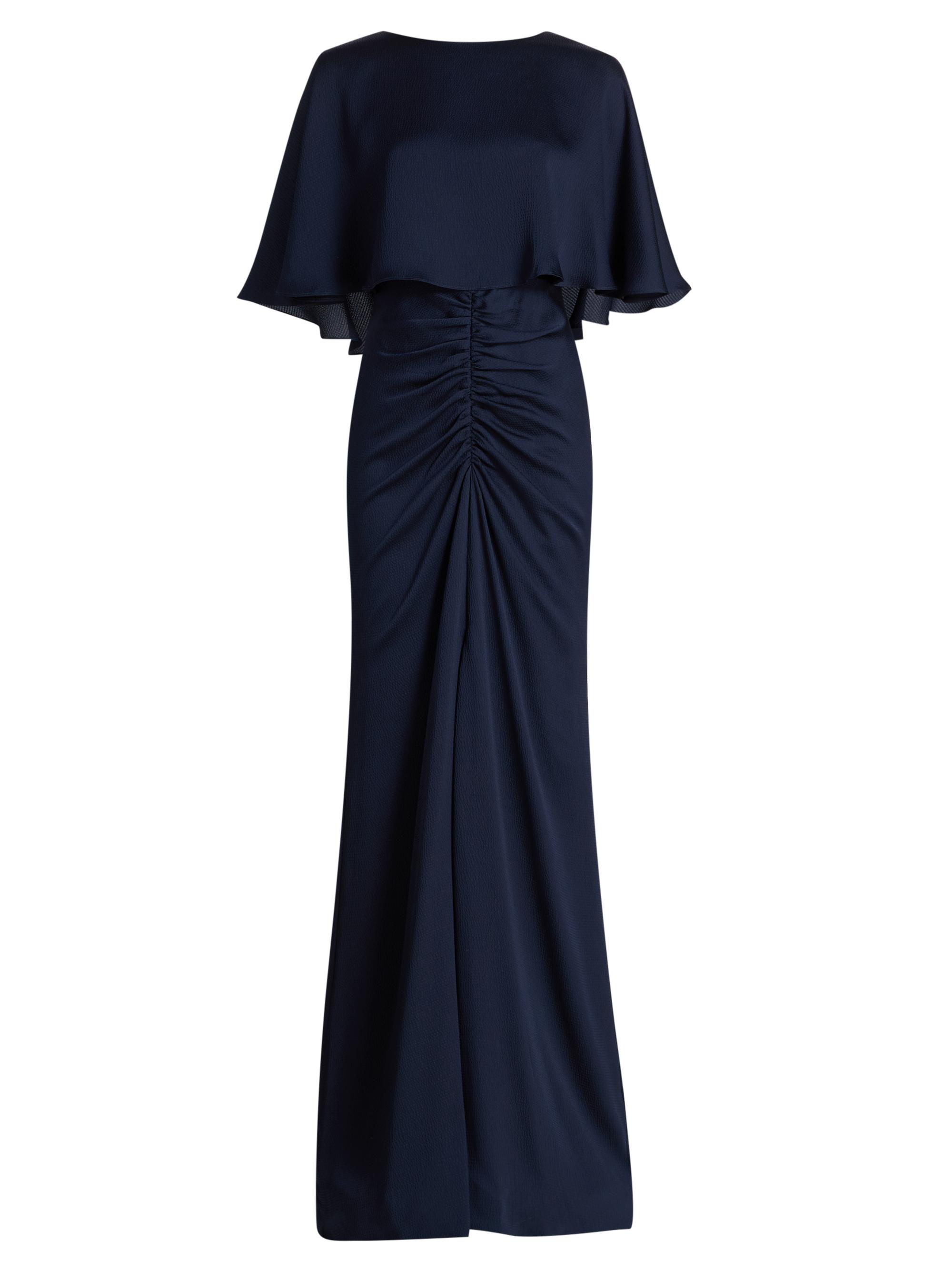 Amsale Women's Capelet Ruched Gown - Navy