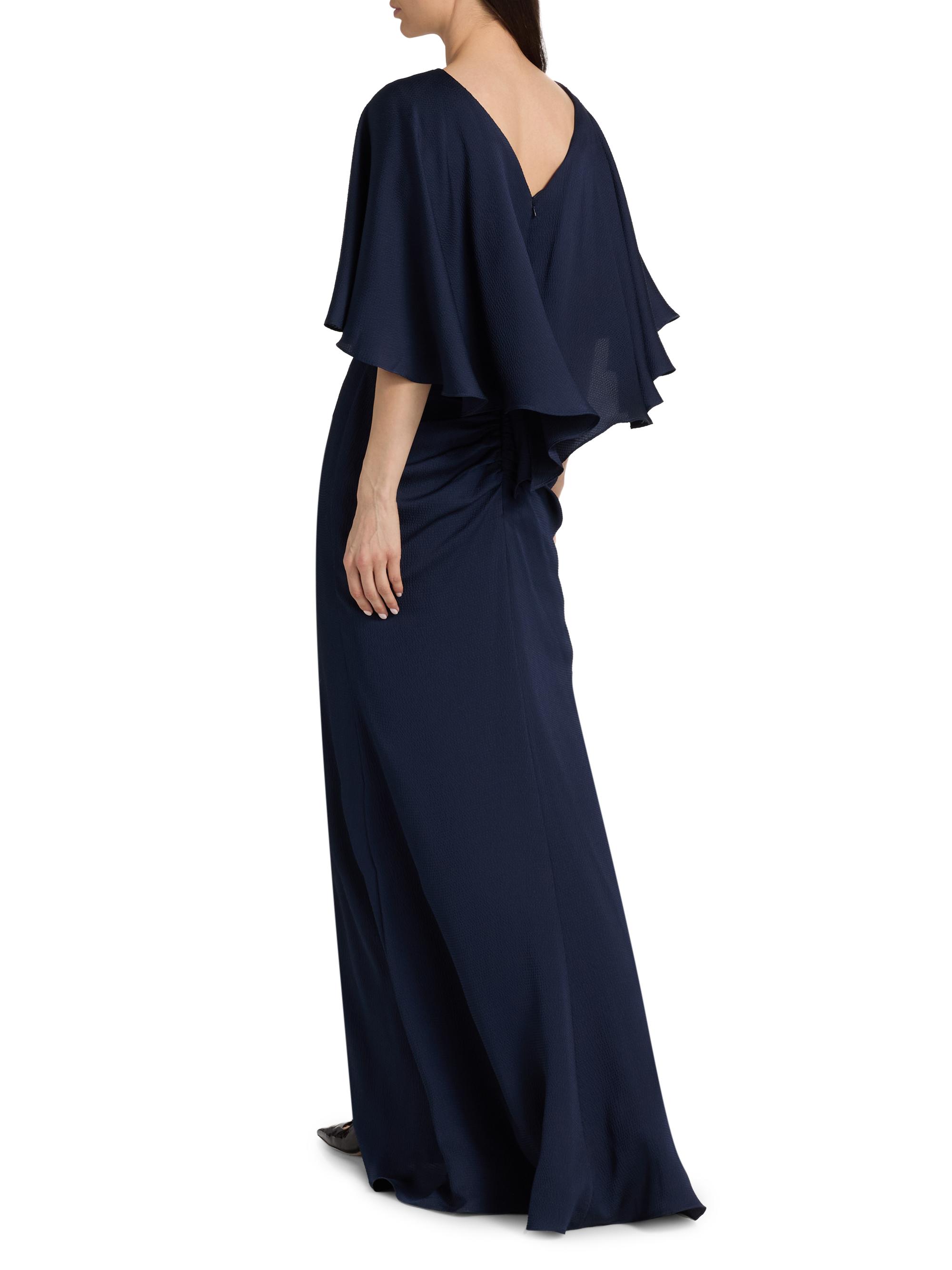 Amsale Women's Capelet Ruched Gown - Navy | Thumbnail 5