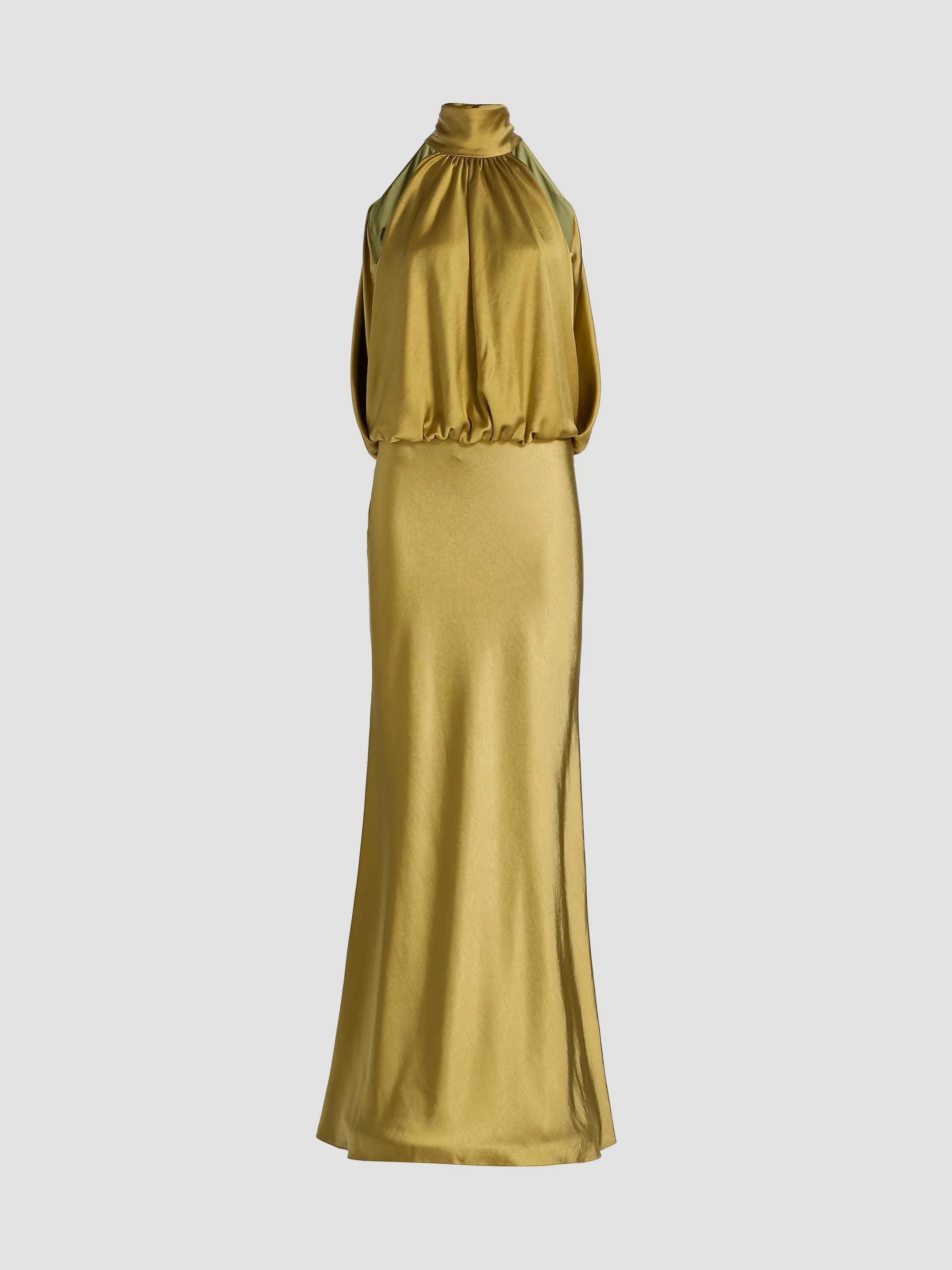 amsale gold dress Liquid Satin Draped Gown favorites