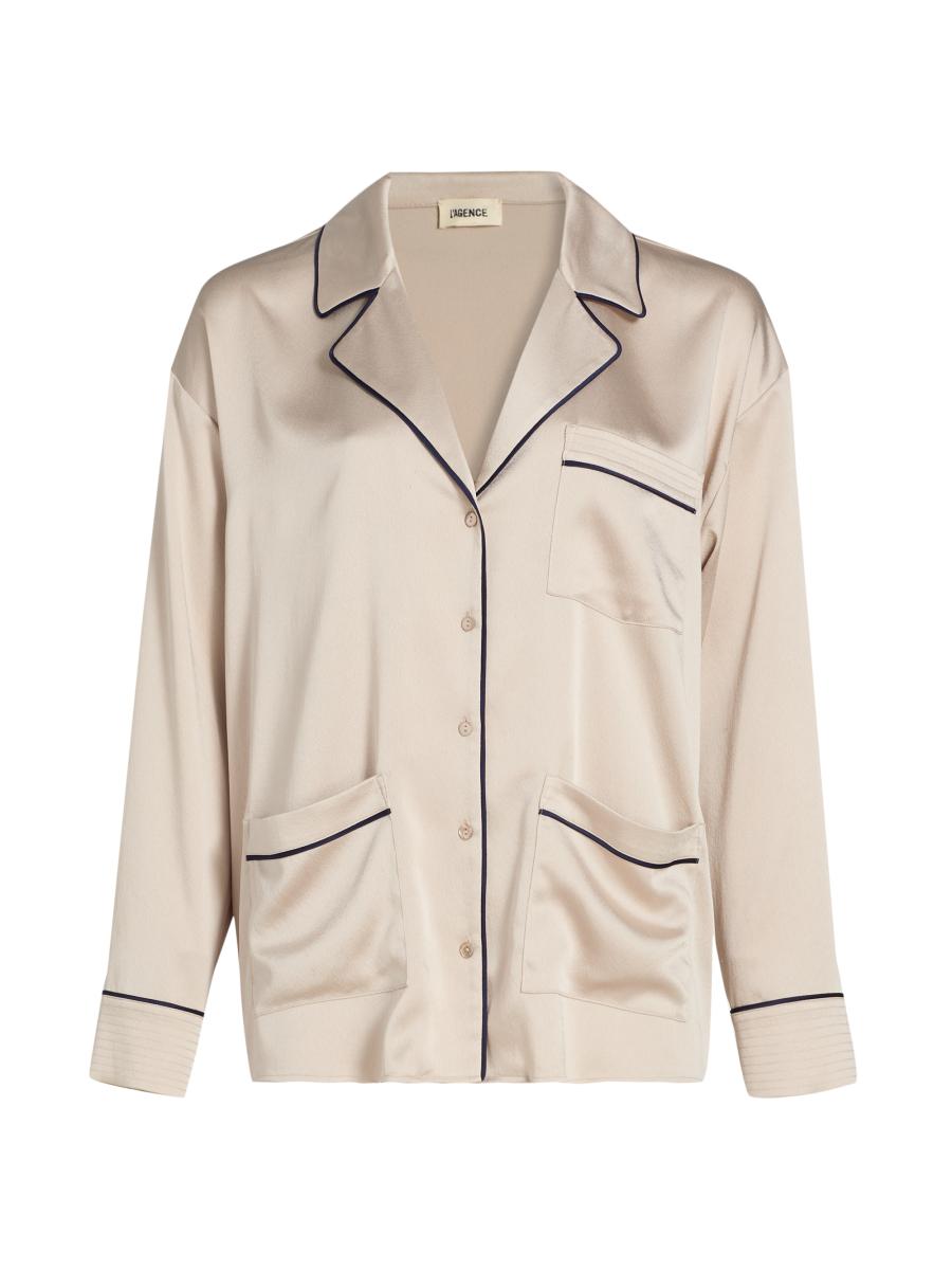 L'agence Women's Mara Satin Piped Blouse