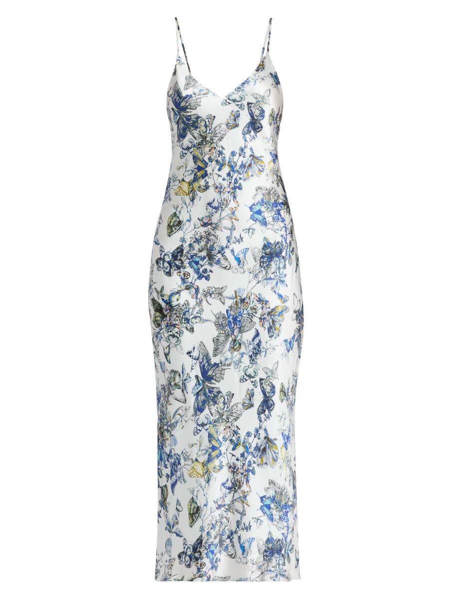 L'agence Women's Seridie Printed Silk Midi-slipdress