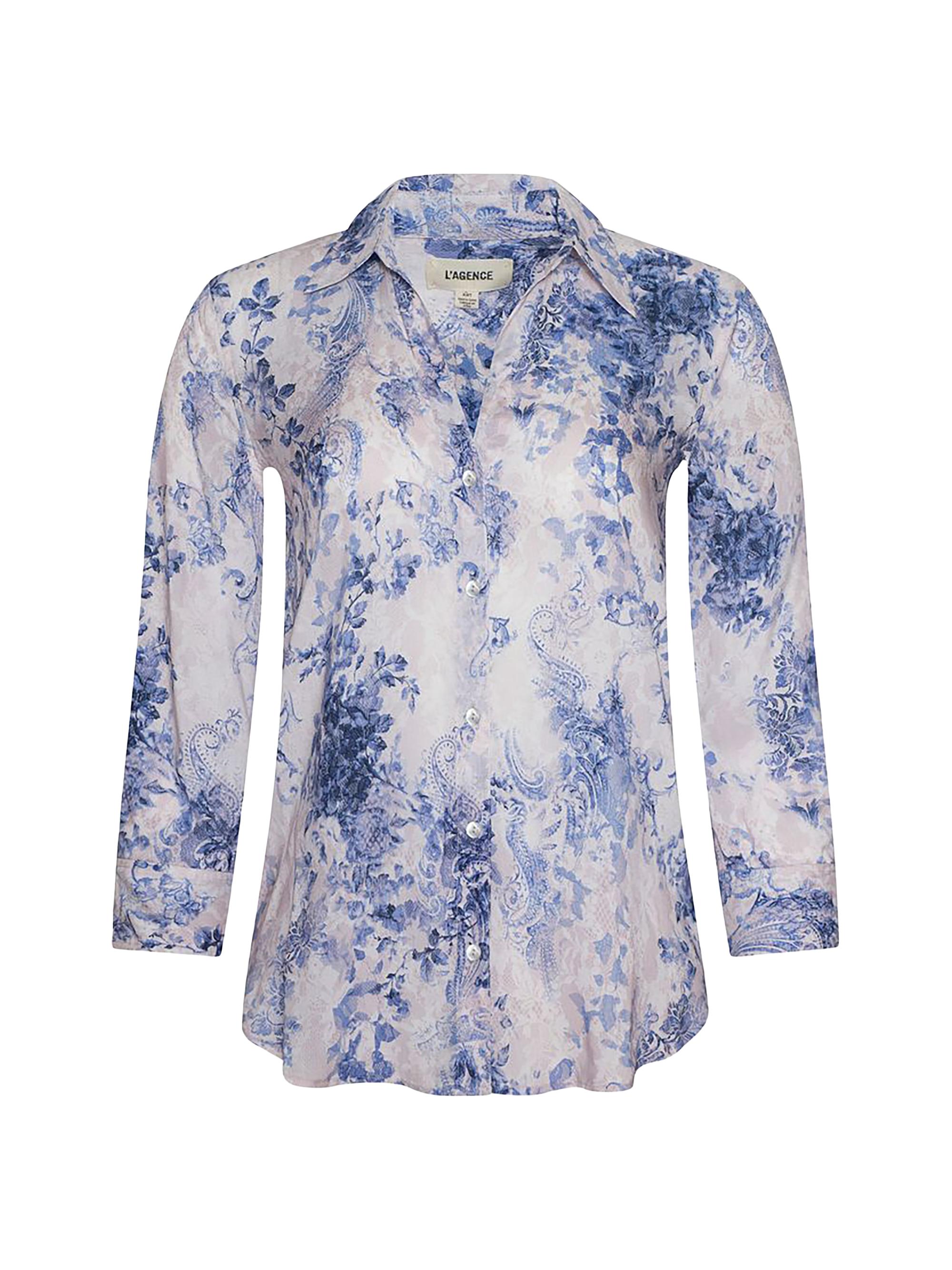 L'AGENCE Asami Printed Chain One-Shoulder Blouse | Saks Fifth Avenue
