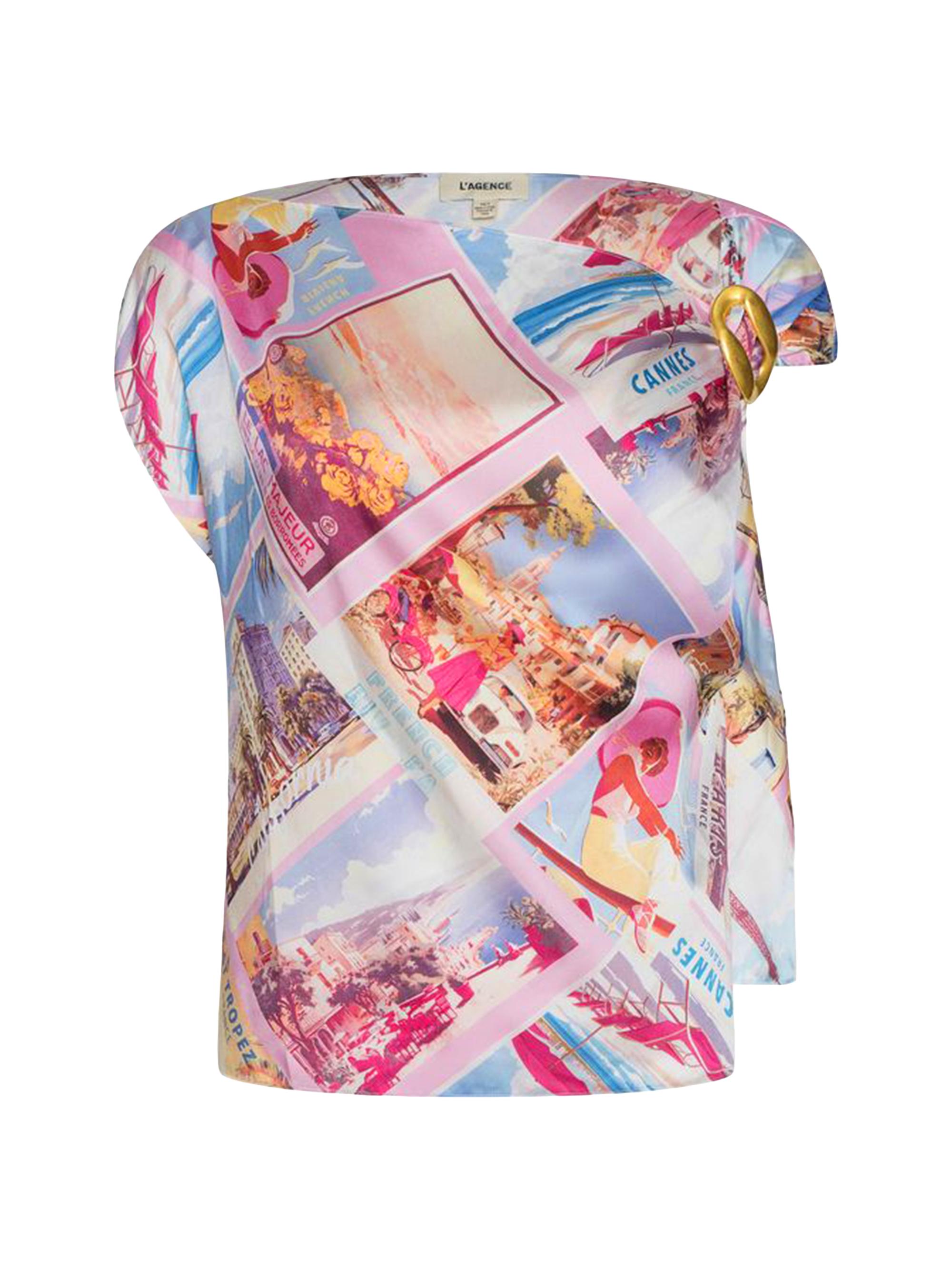 L'AGENCE Driselle Printed Asymmetric Scarf Top | Saks Fifth Avenue