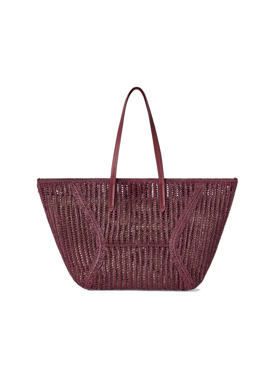 Brunello Cucinelli Duo Tote Bag in Techno Raffia Knit with Monili