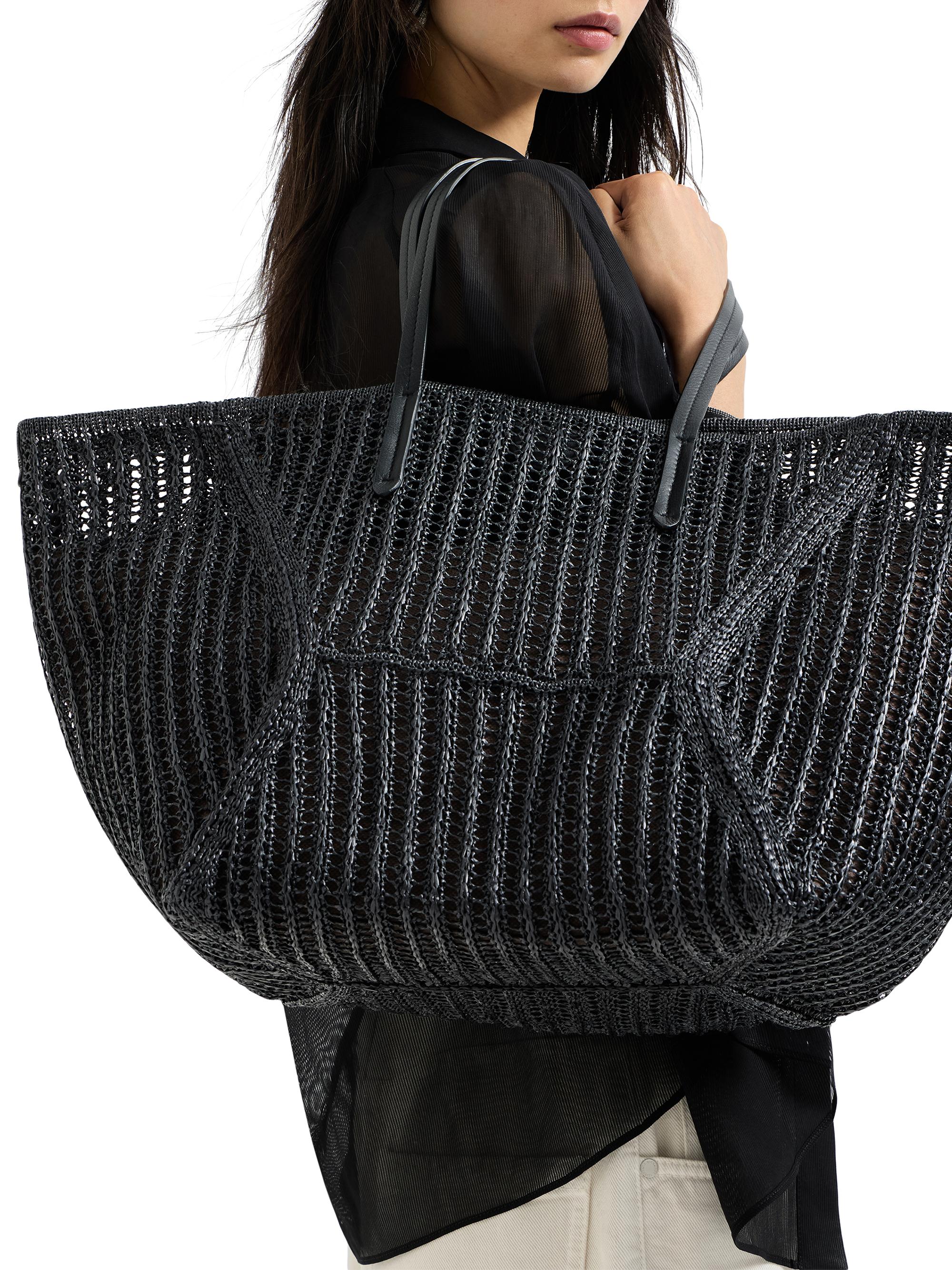 Brunello Cucinelli Duo Tote Bag in Techno Raffia Knit with Monili