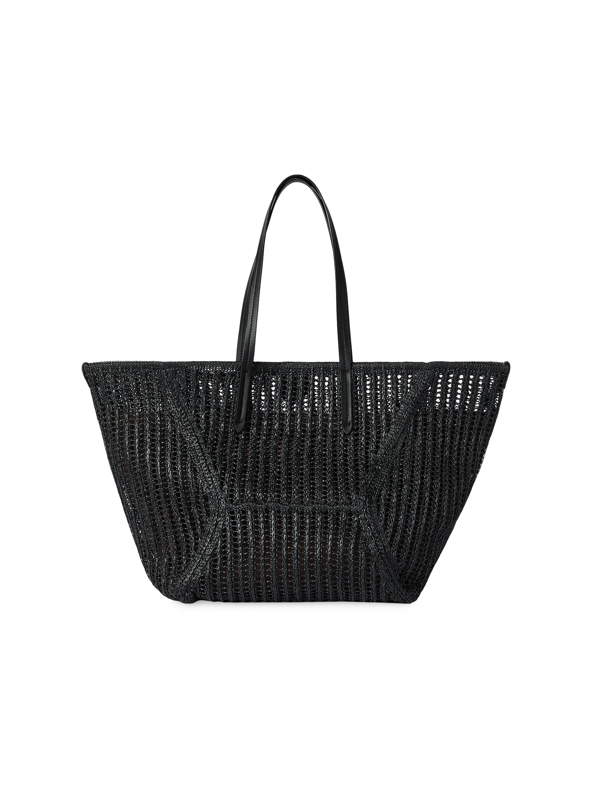 Brunello Cucinelli Duo Tote Bag in Techno Raffia Knit with Monili