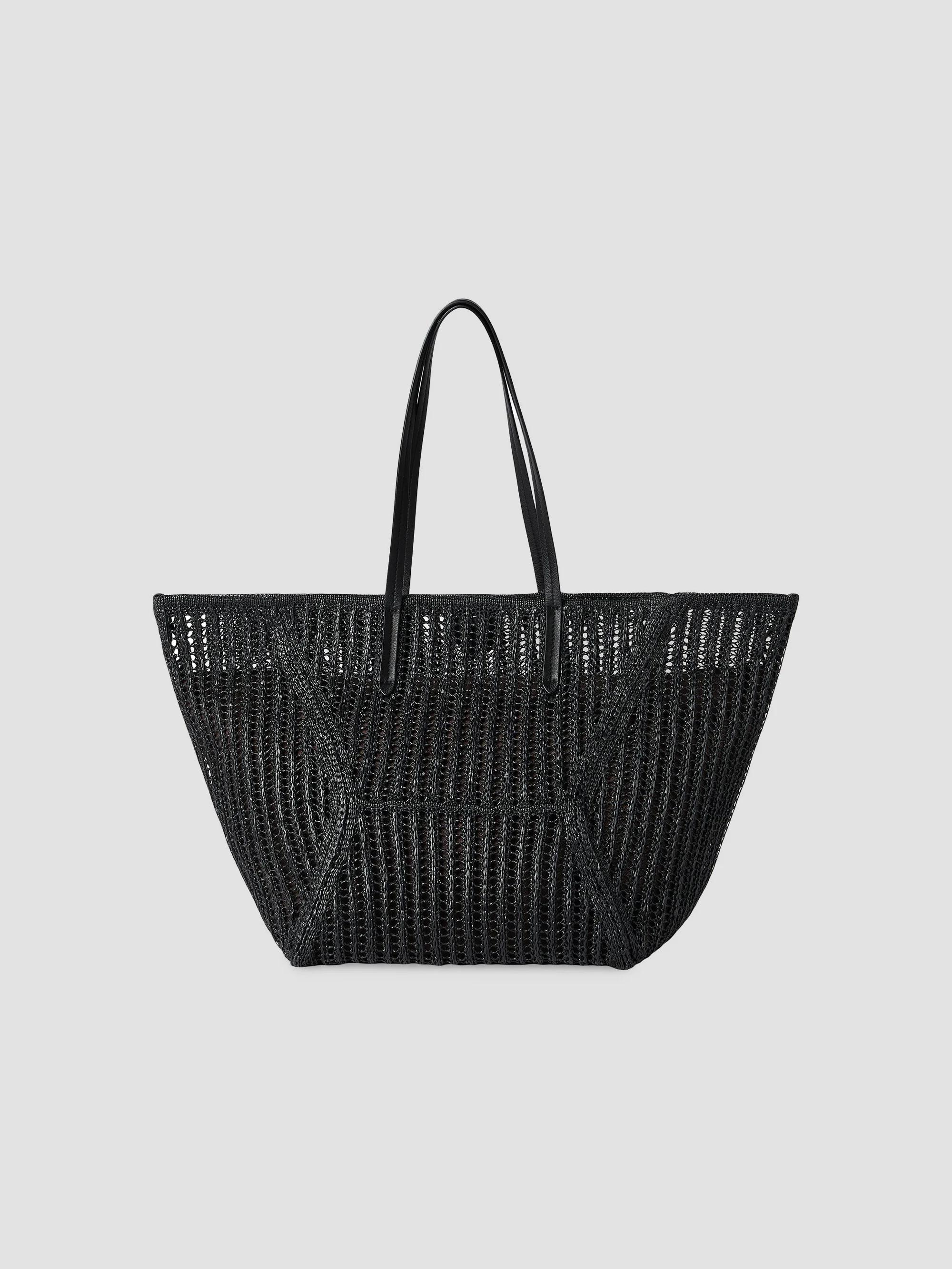 Brunello Cucinelli Duo Tote Bag in Techno Raffia Knit with Monili