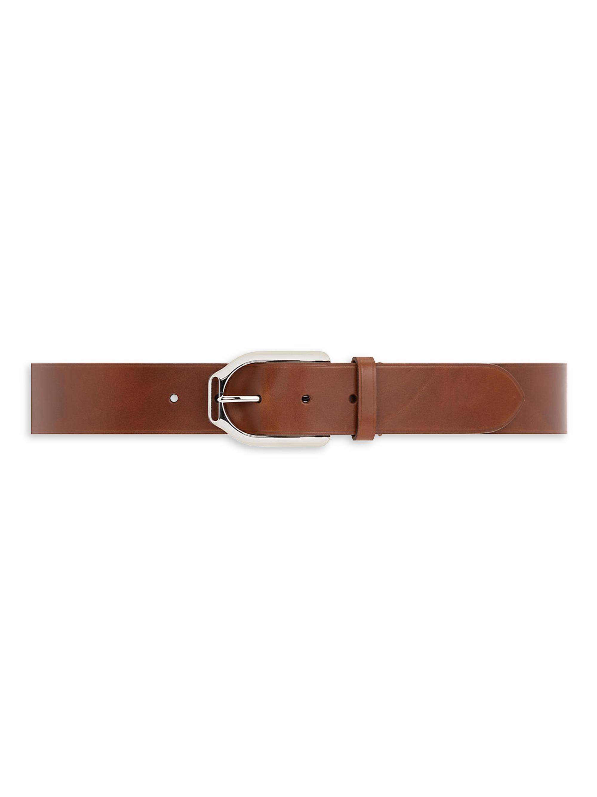 Ralph Lauren Purple Label Men's Vachetta Leather Belt - Tan Silver