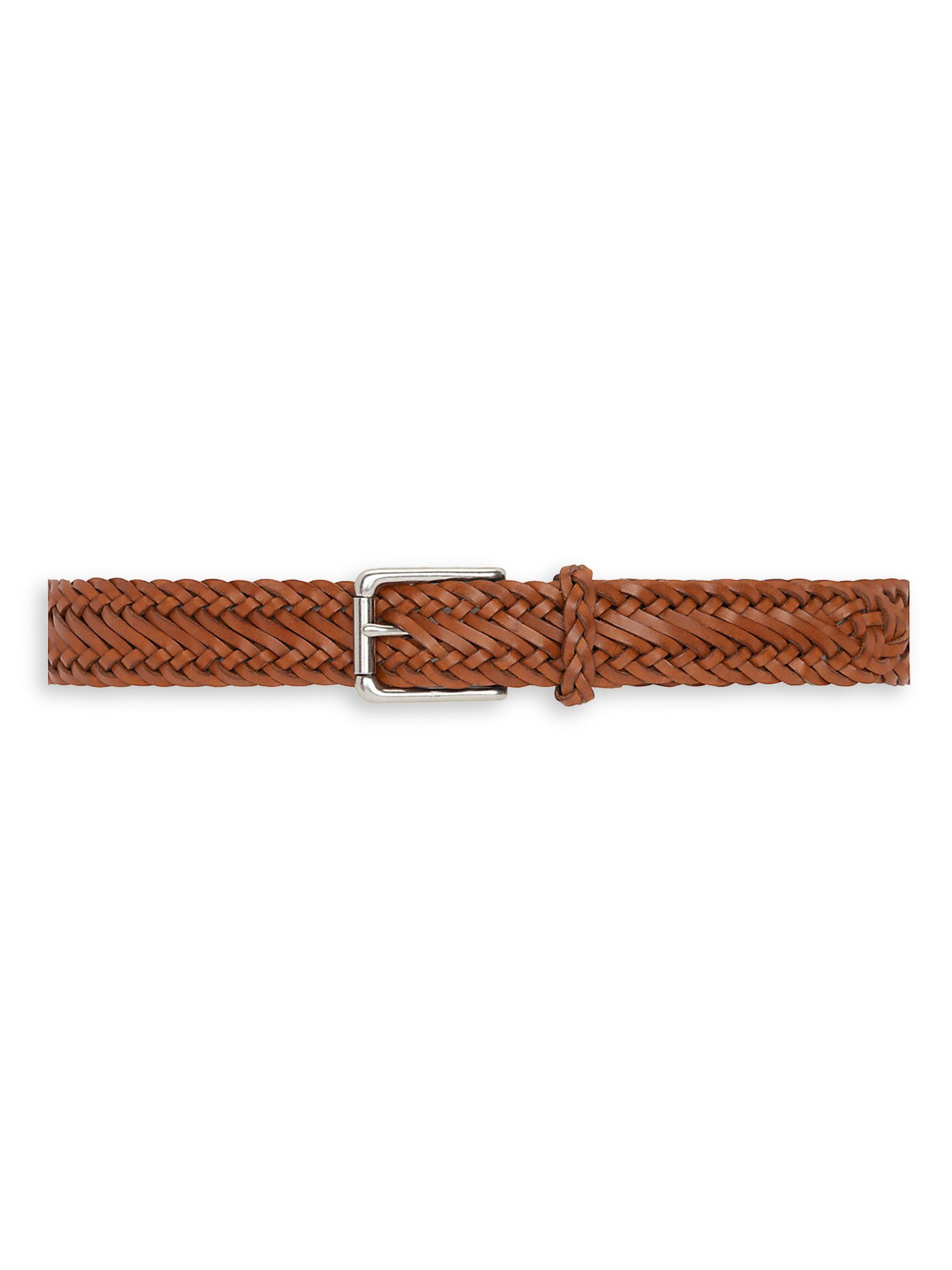 Ralph Lauren Purple Label Men's Woven Leather Belt - Rl Brown