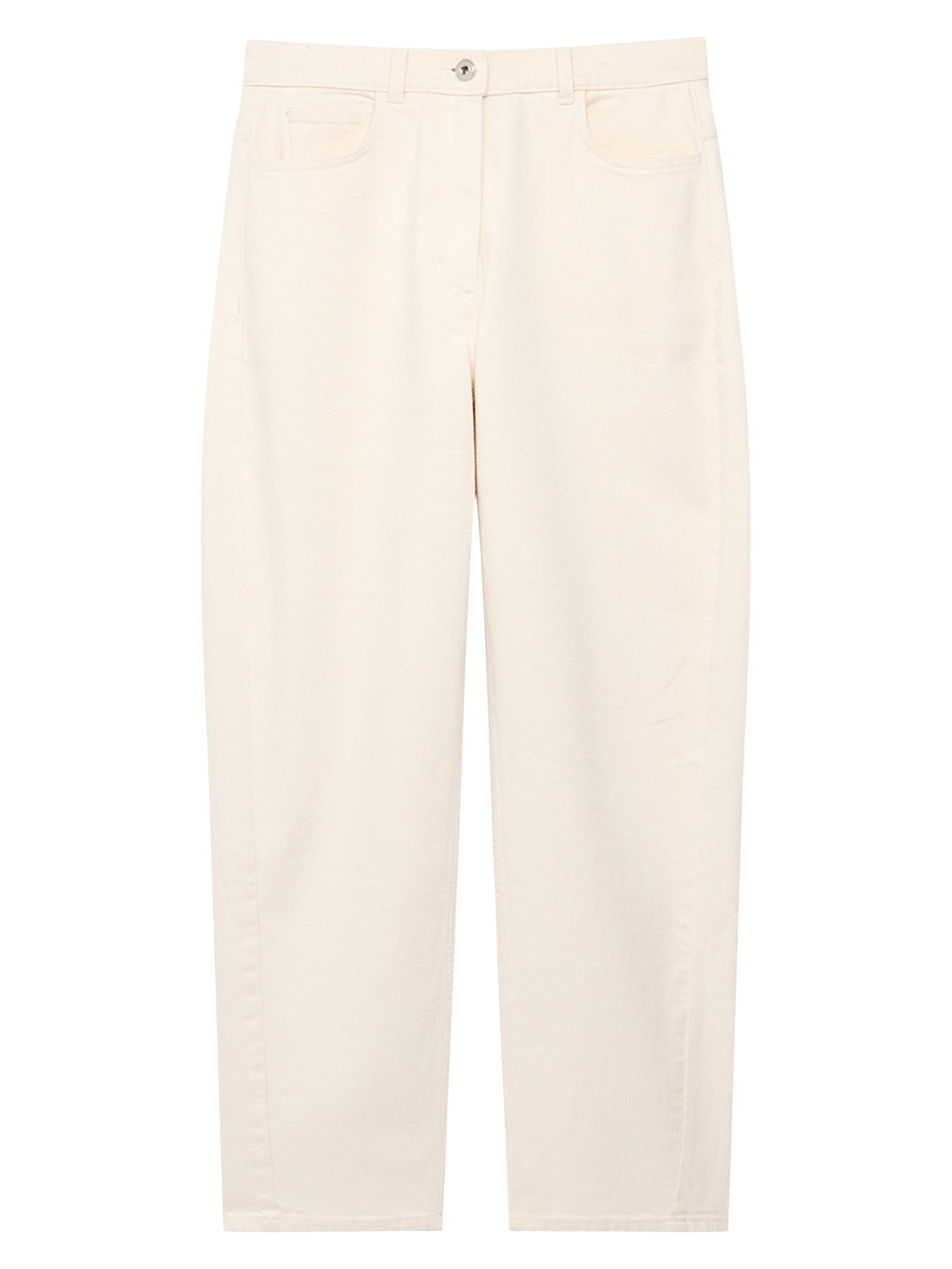 Another Tomorrow Women's Denim Curved Pants - Ecru