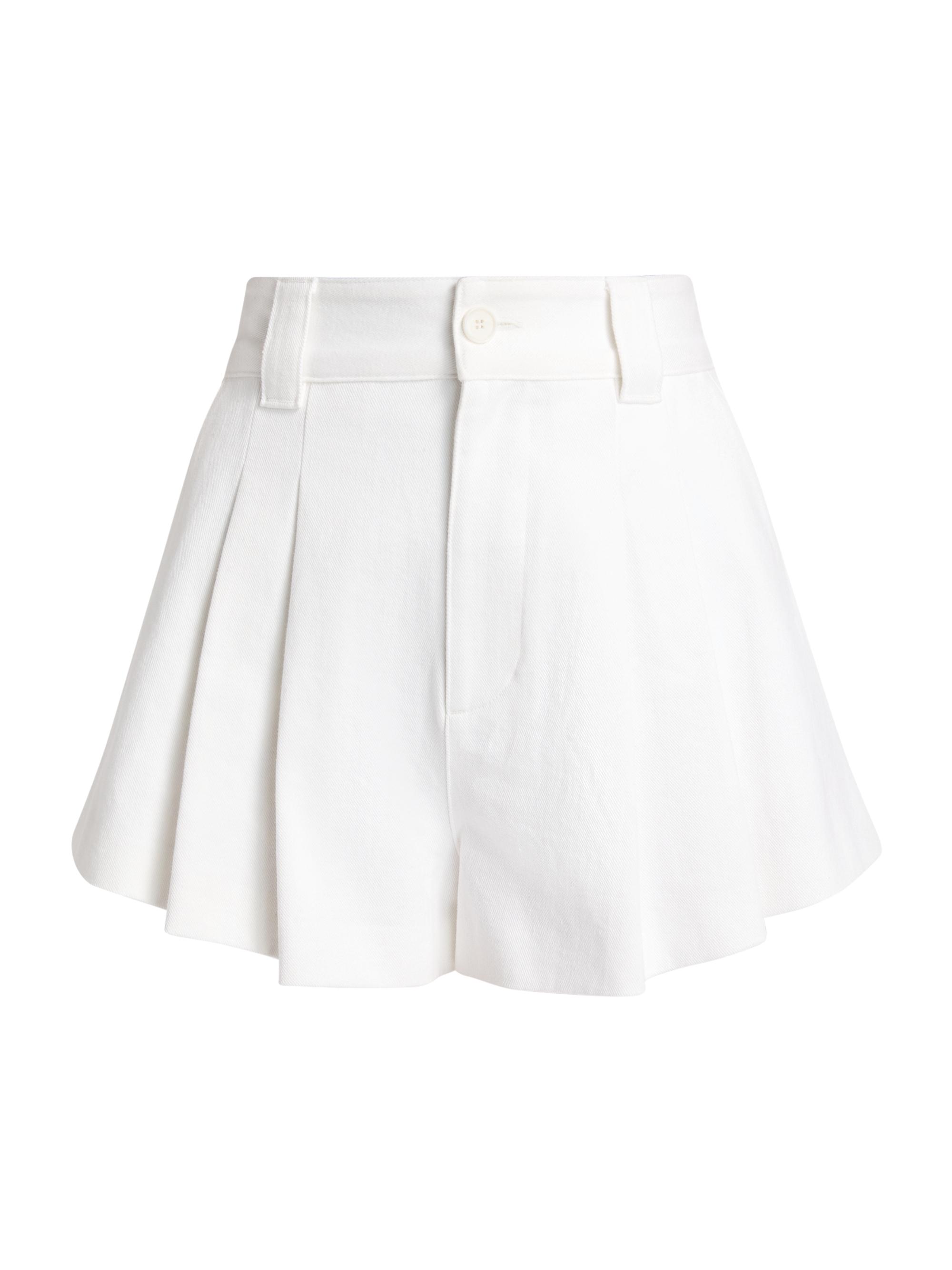 FRAME Women's The Structural Pleated Cotton High-Rise Shorts - White