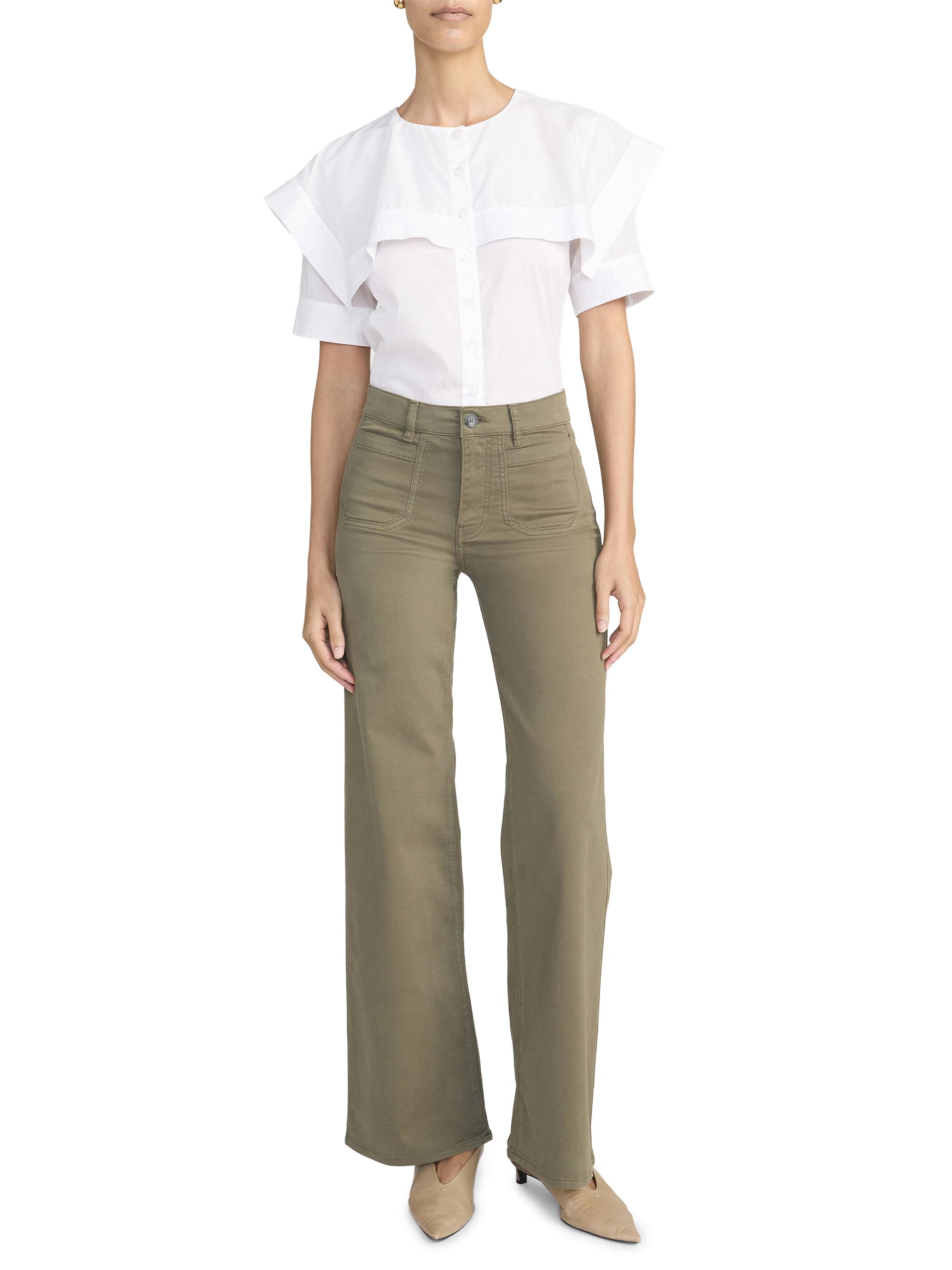 FRAME Women's Le Slim Palazzo Cotton-Blend Wide-Leg Jeans - Grasshopper