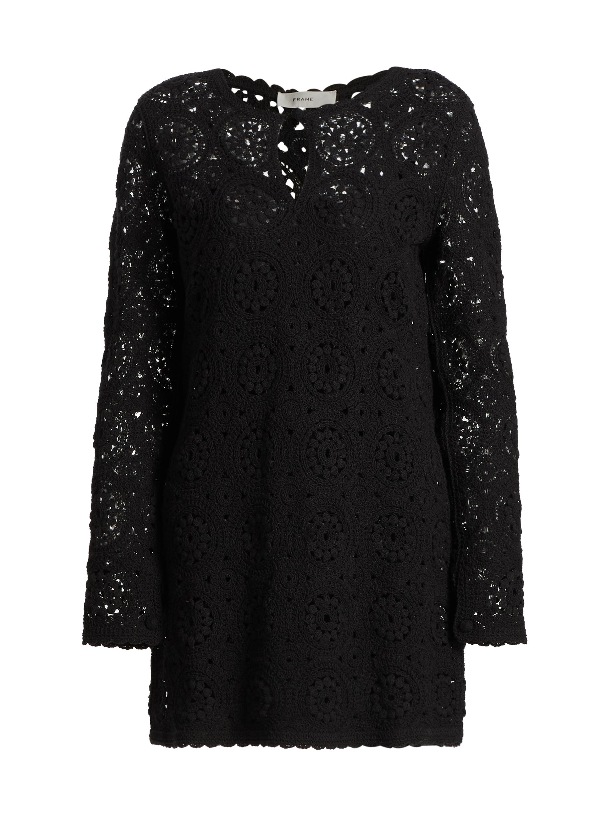 FRAME Women's Crochet Cotton Sheath Minidress - Black