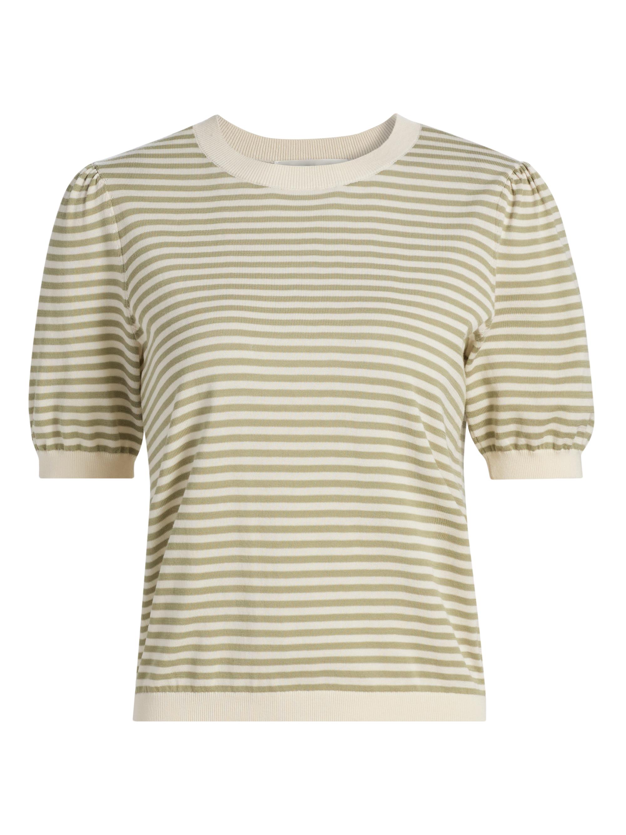 FRAME Women's The Striped Gathered Short-Sleeve Sweater - Sage Multi