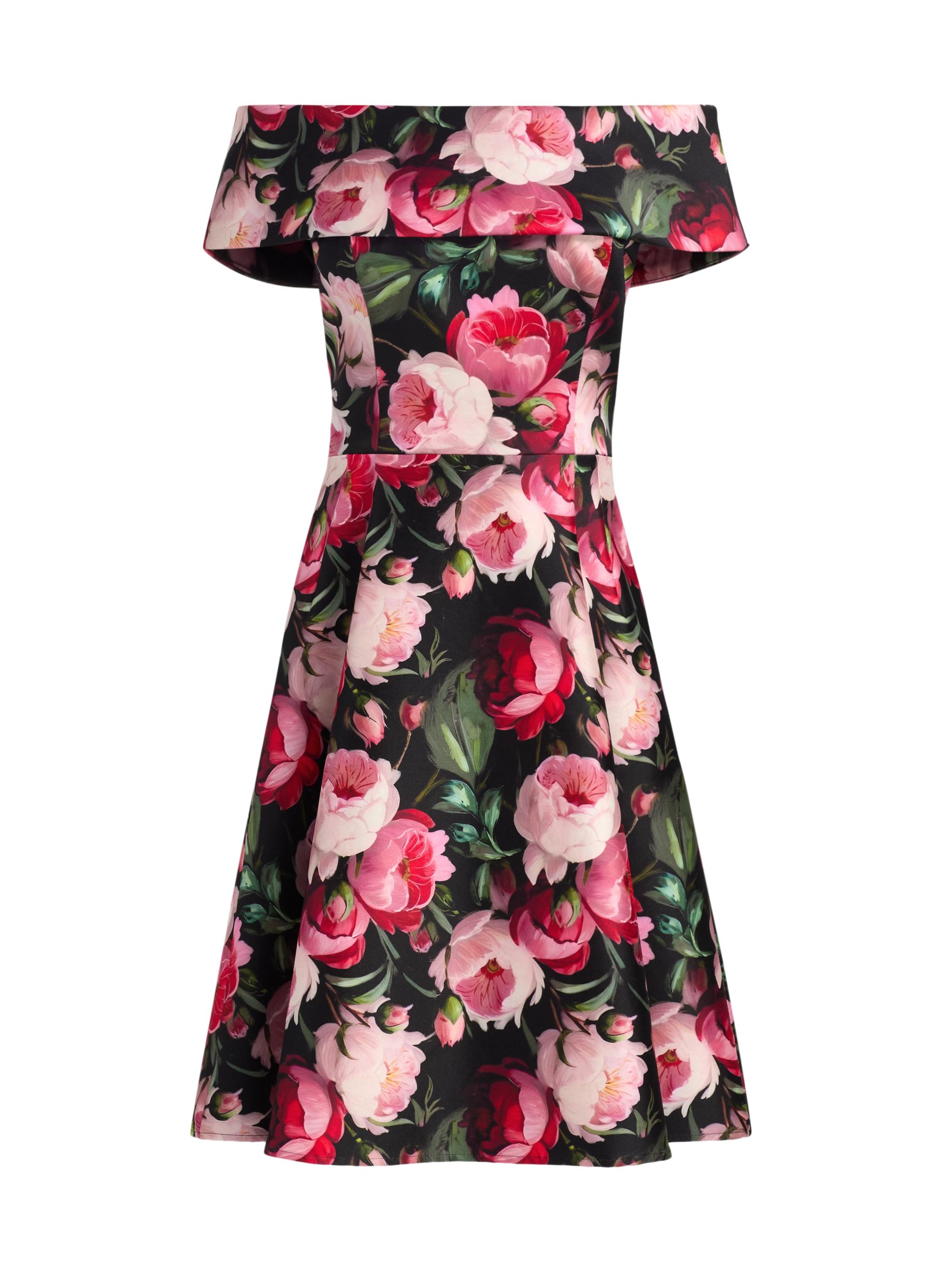 Teri Jon by Rickie Freeman Women's Peony Mikado Off-The-Shoulder Cocktail Dress - Black Multi