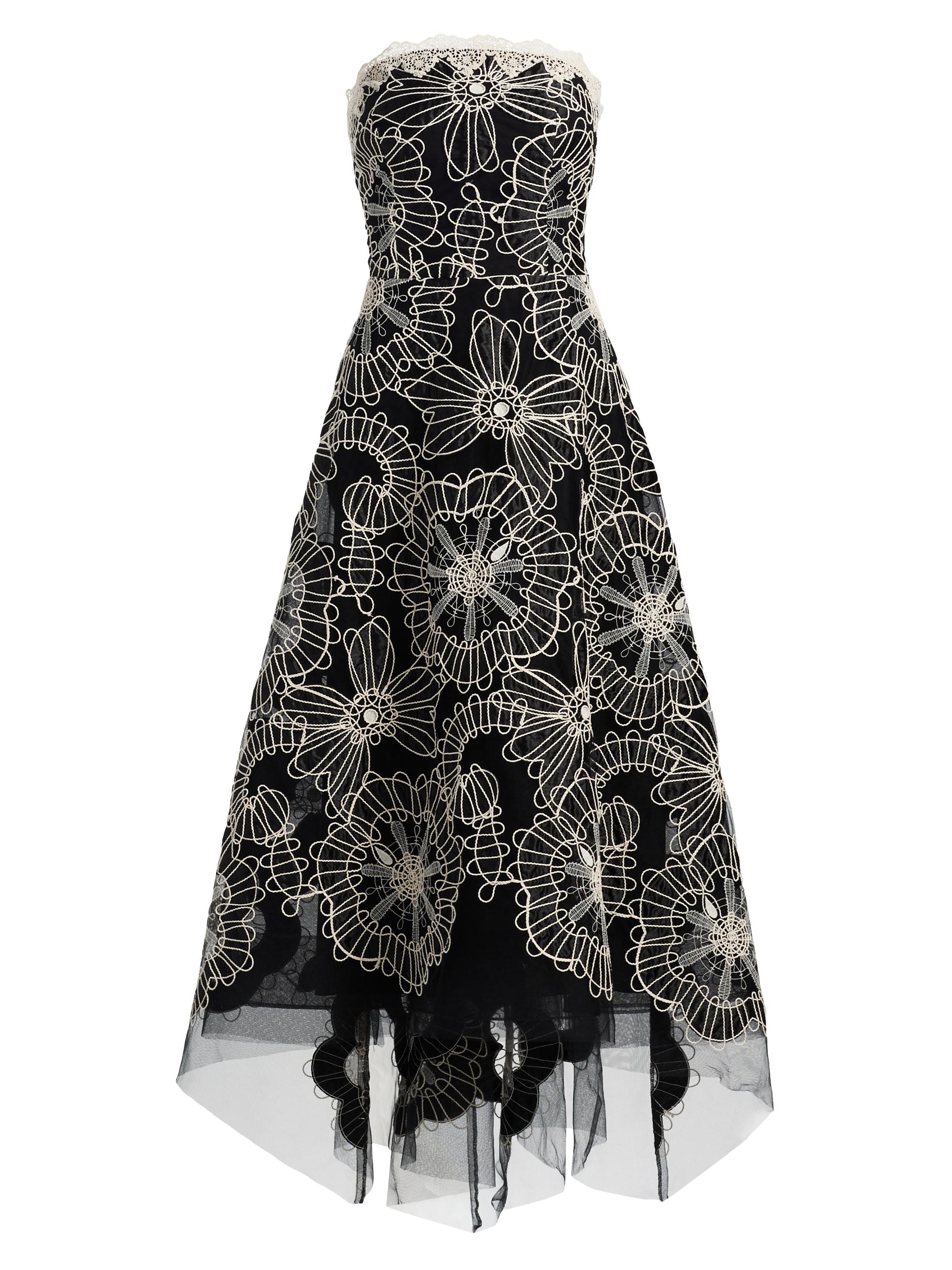 Teri Jon by Rickie Freeman Women's Embroidered High-Low Tea-Length Dress - Black