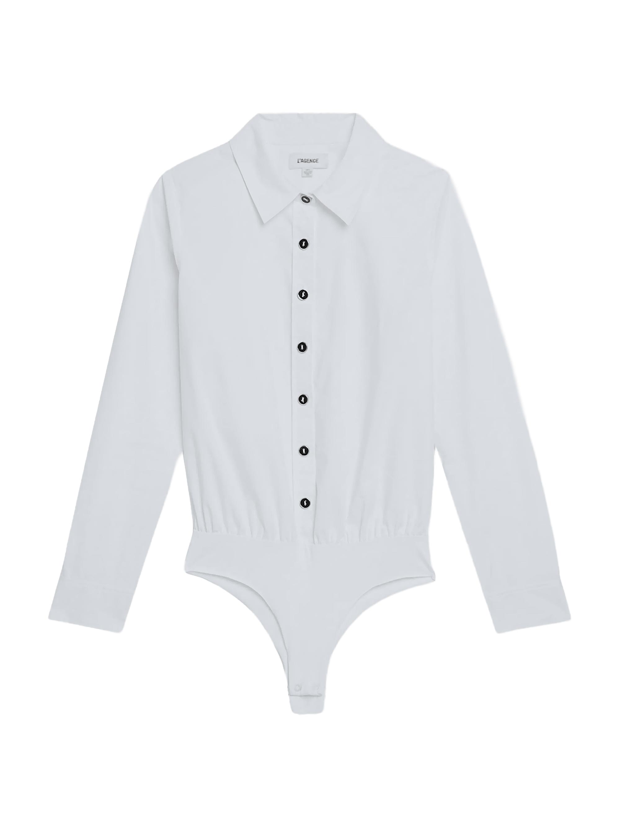L'AGENCE Blake Button-Front Bodysuit | Saks Fifth Avenue