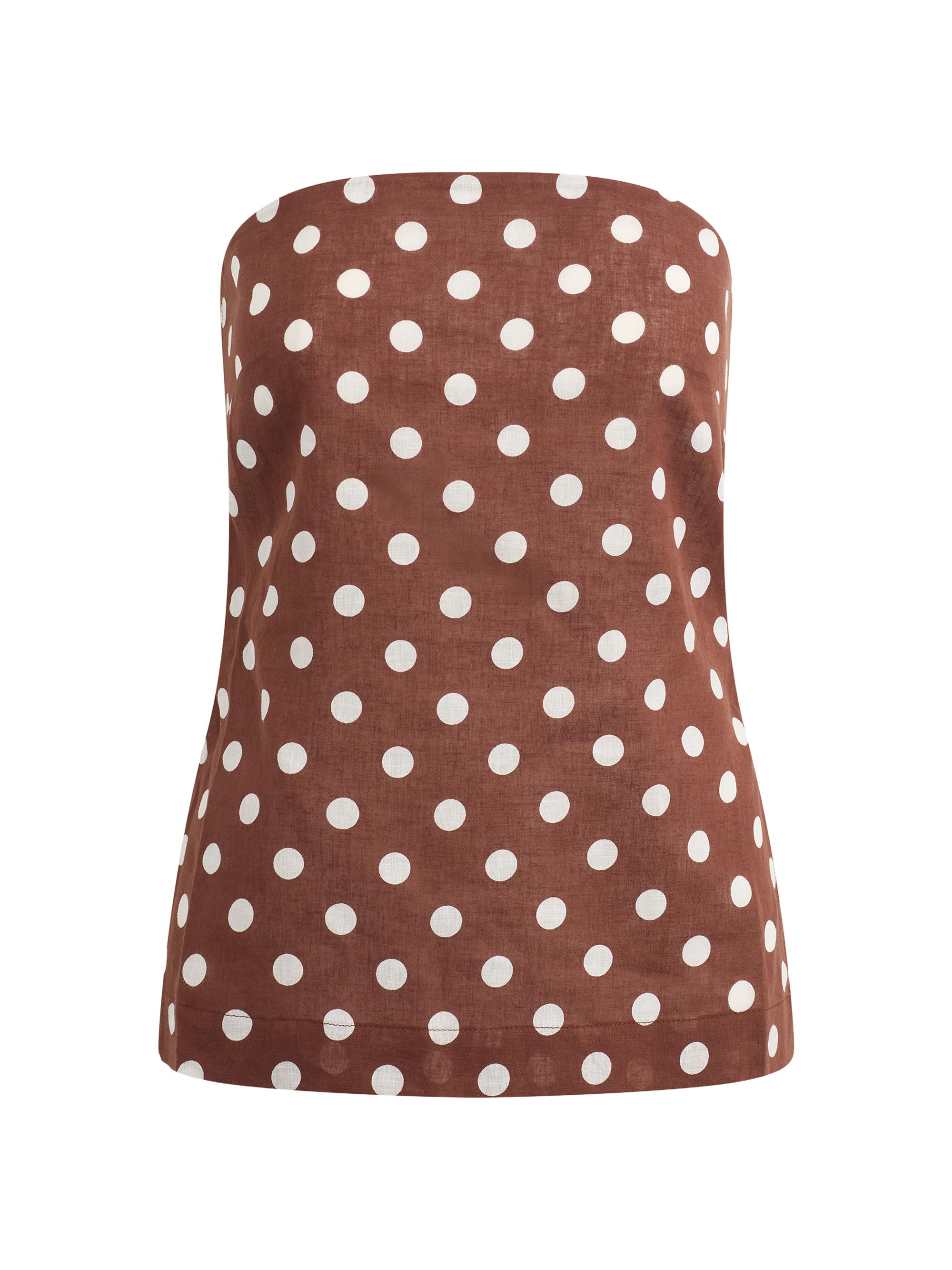 Joe's Jeans Women's The Mariel Polka Dot Strapless Top - Chocolate Ecru Dot