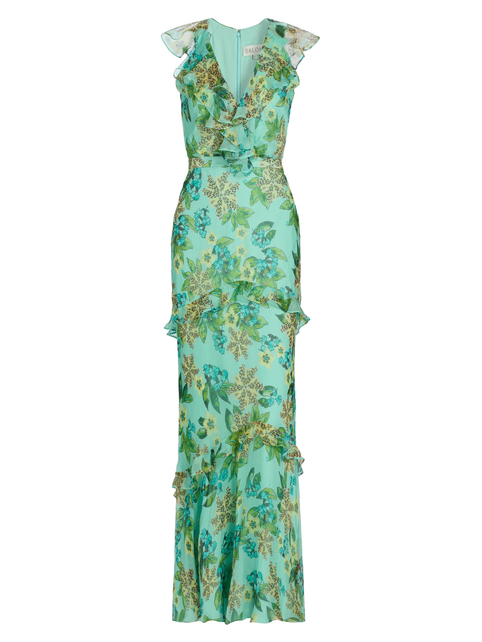 green emerald velvet dress Kelly Dress in Emerald – SALONI main image 1