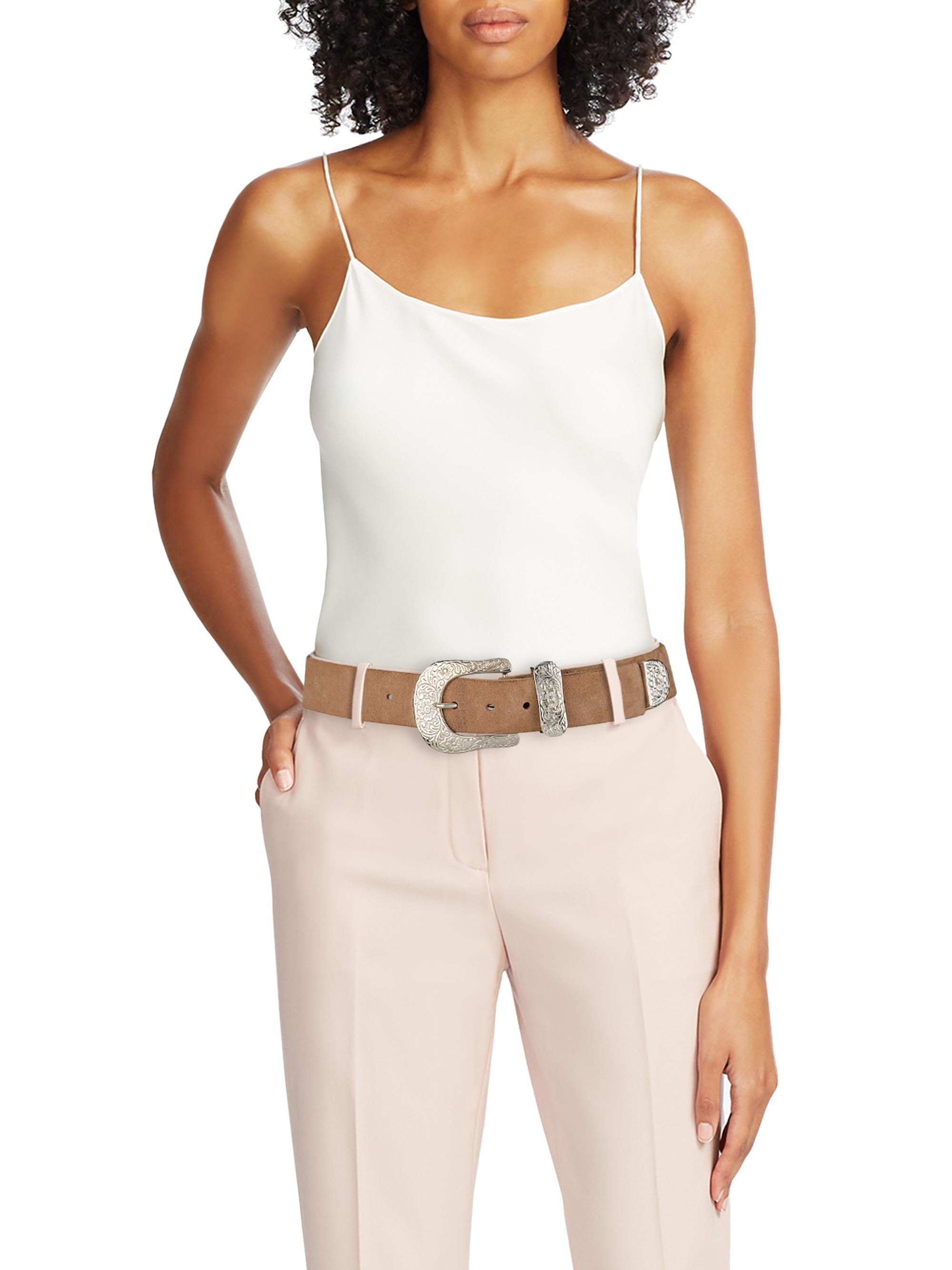 L'AGENCE Women's Otera Leather Belt - Cappuccino | Thumbnail 2