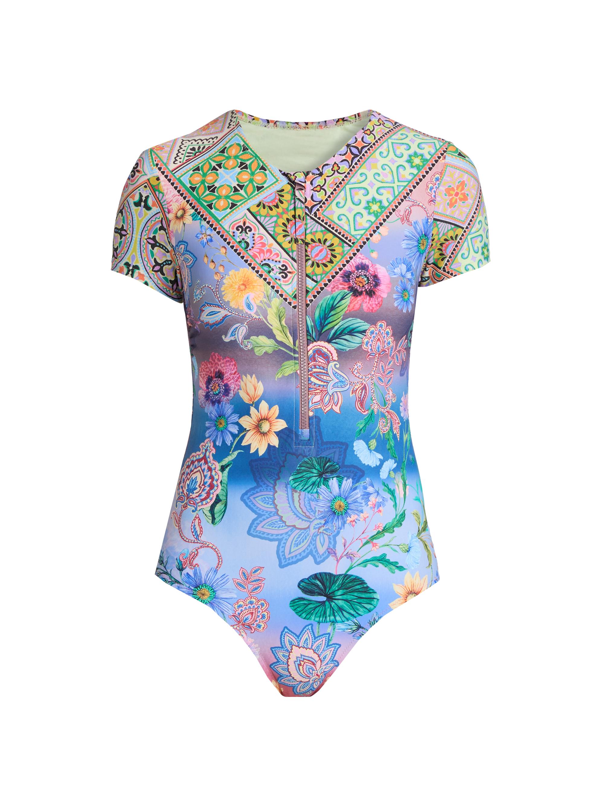 Johnny Was Women's Lilliana Print Rashguard One-Piece Swimsuit - Lilliana