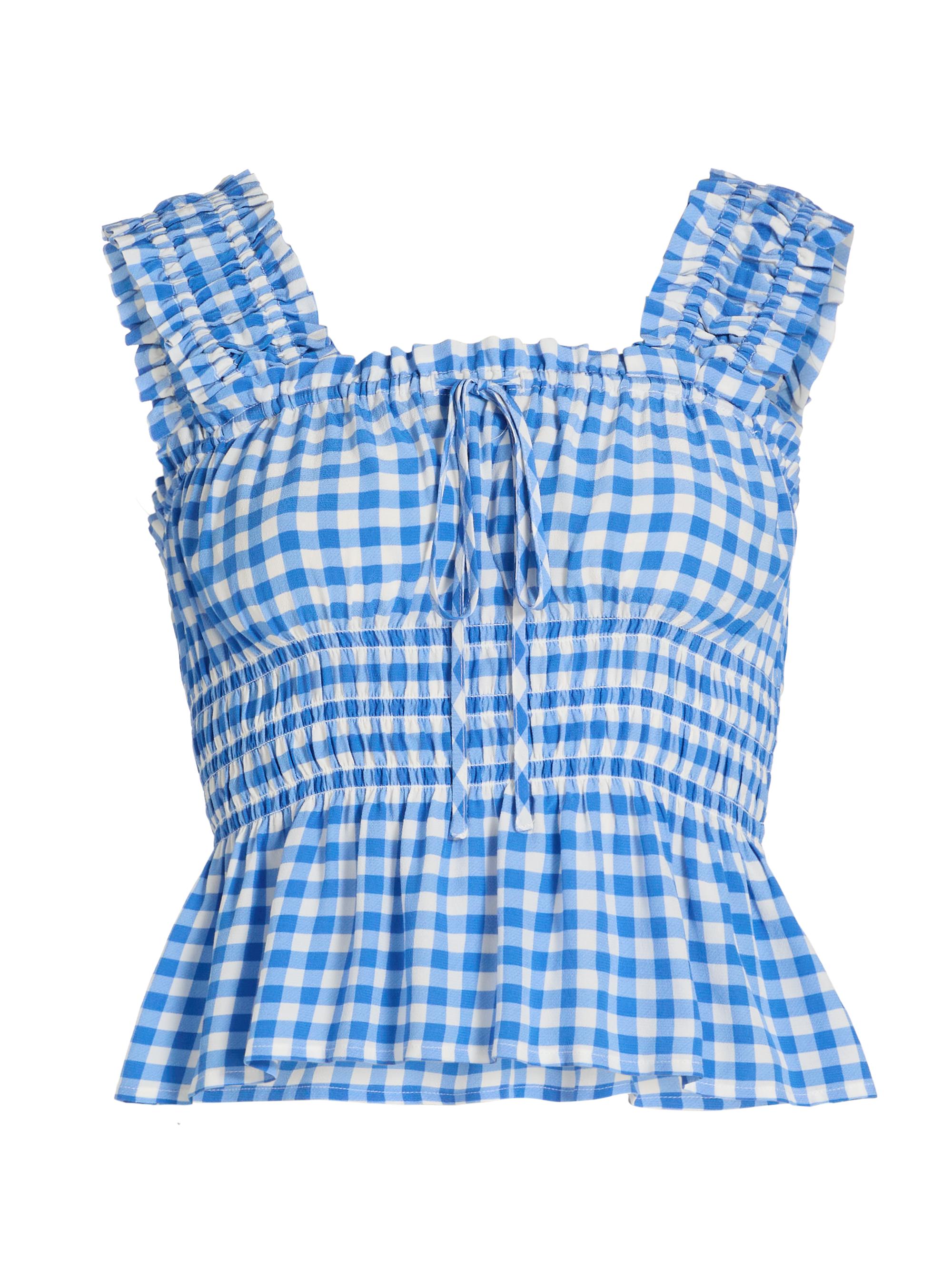 Rails Women's Donna Peplum-Waist Sleevleless Gingham Crop Top - Azure Gingham