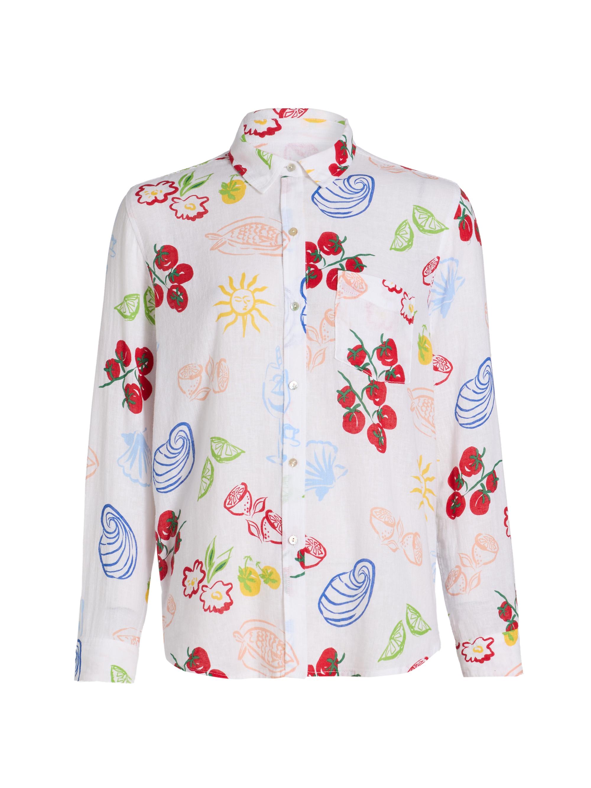 Rails Women's Charli Printed Linen-Blend Shirt - White Antipasti