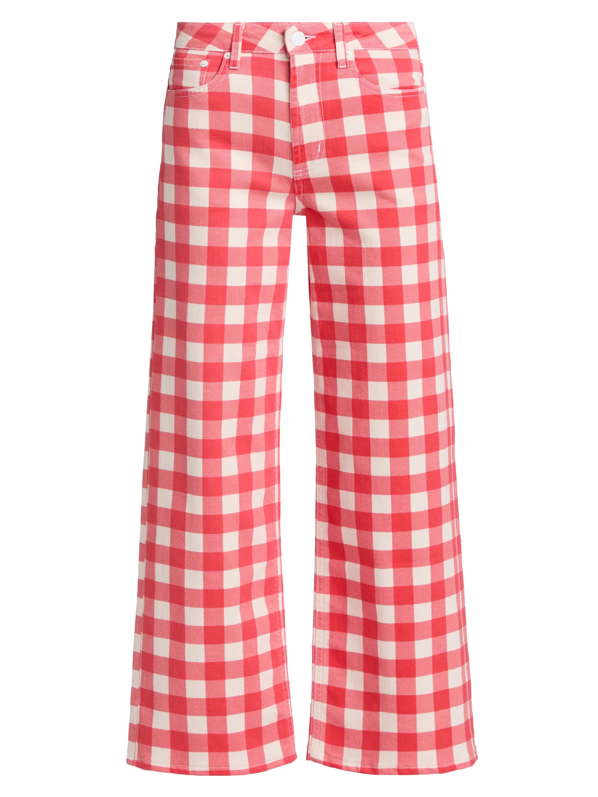 Rails Women's Getty Gingham Wide-Leg Crop Jeans - Tomato Gingham