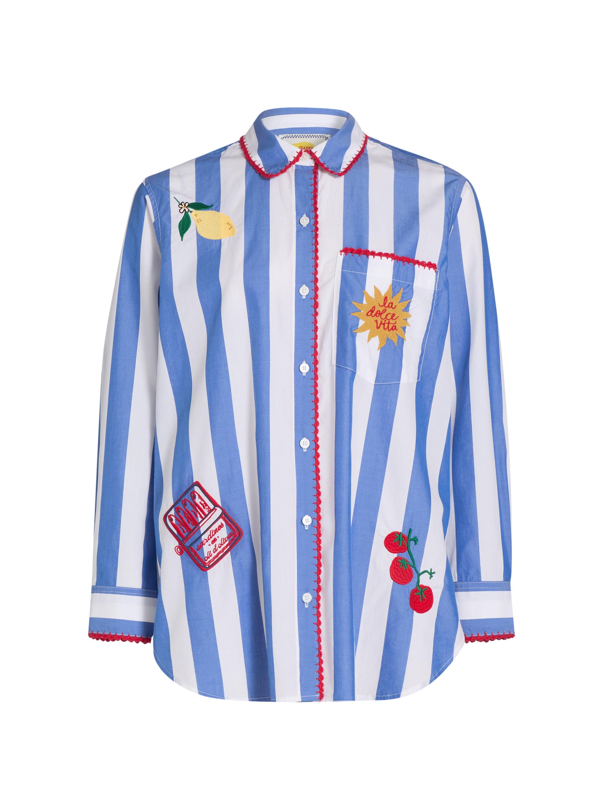 Rails Women's Elsa Striped Stretch-Cotton Shirt - Dolce Vita Embroidery