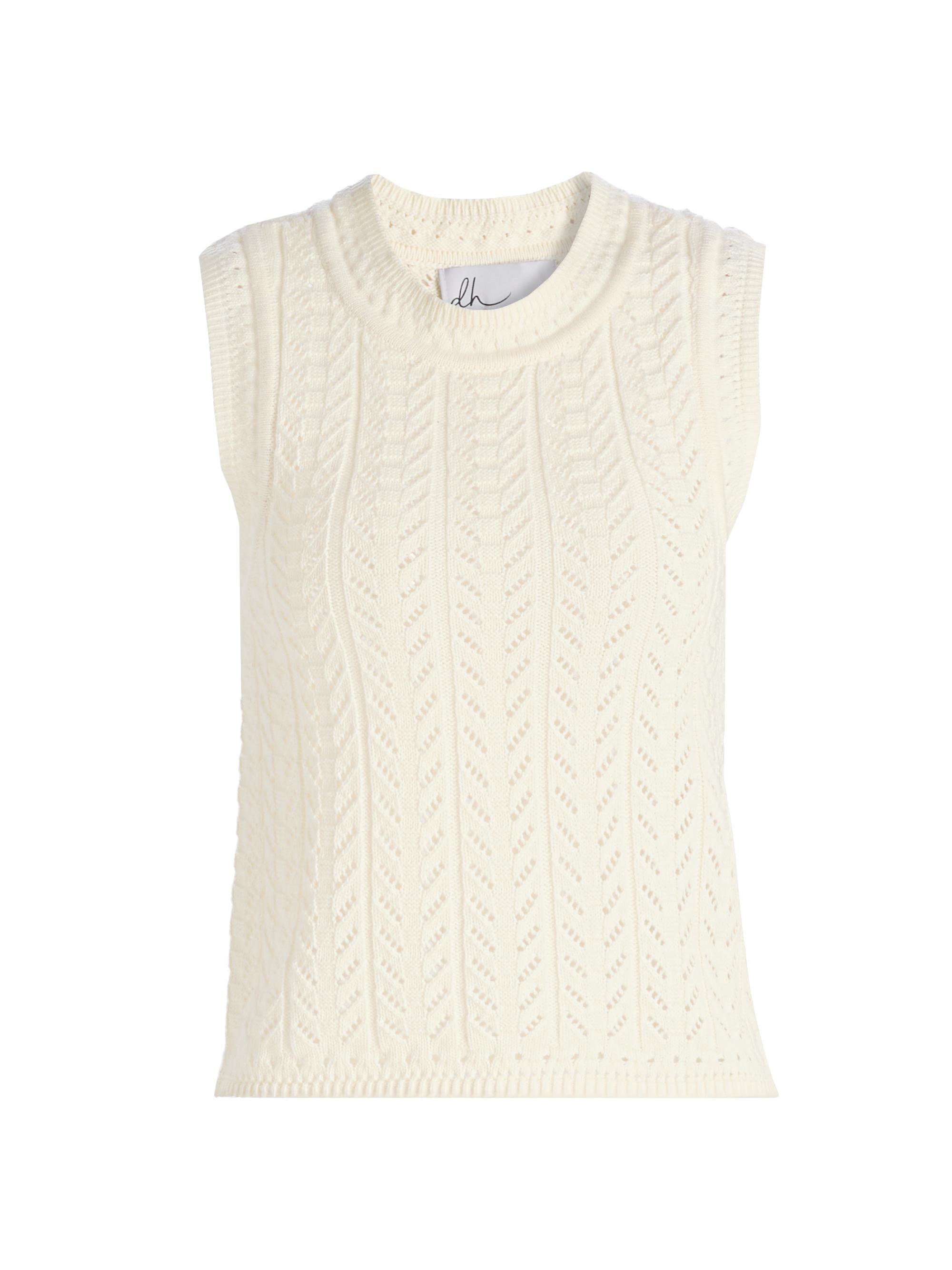 dh New York Women's Laura Open-Knit Cotton Tank - Vanilla