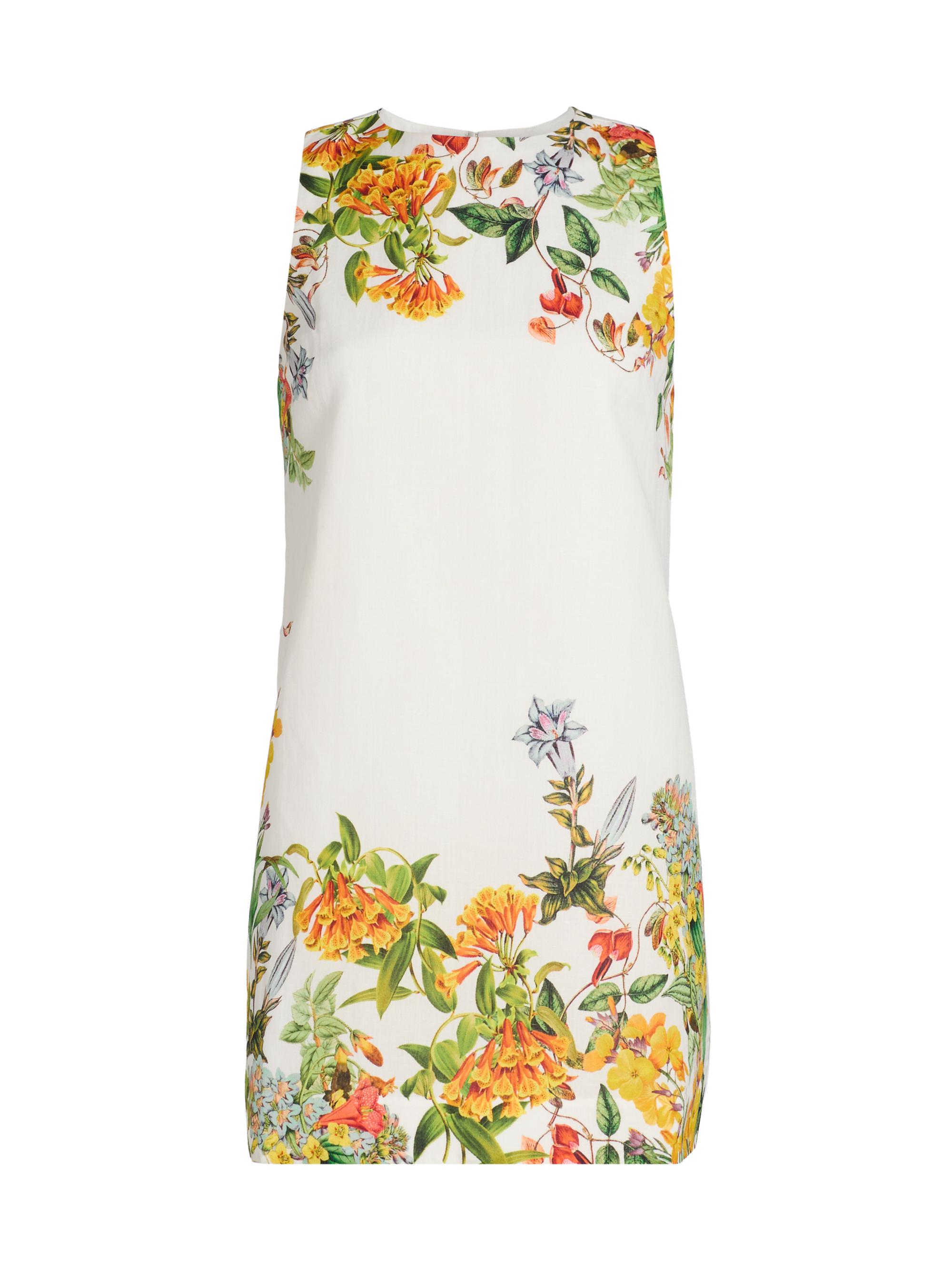 Hemant & Nandita Women's Floral Linen-Cotton Shift Minidress - White