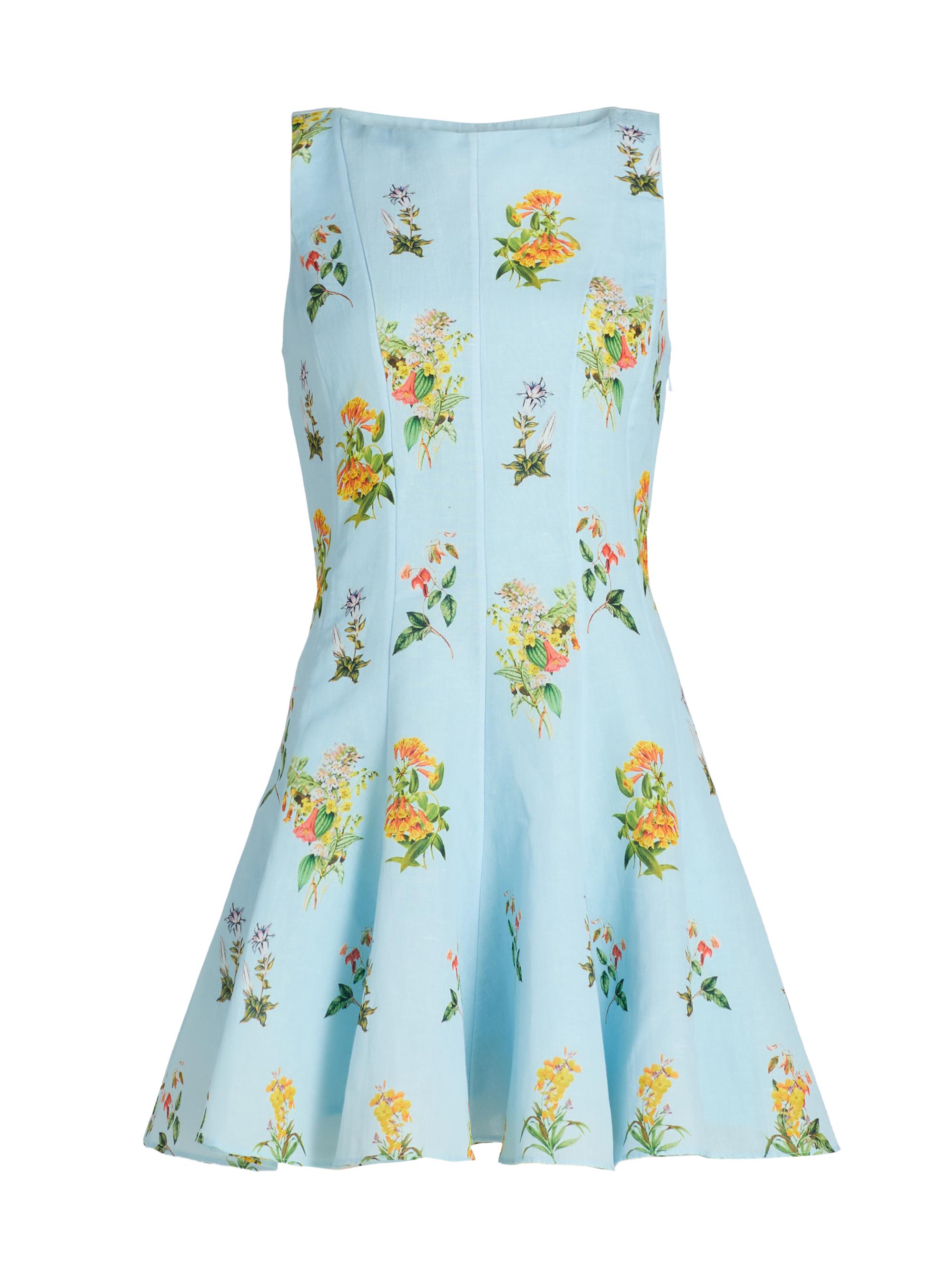 Hemant & Nandita Women's Floral Linen-Cotton Skater Minidress - Blue